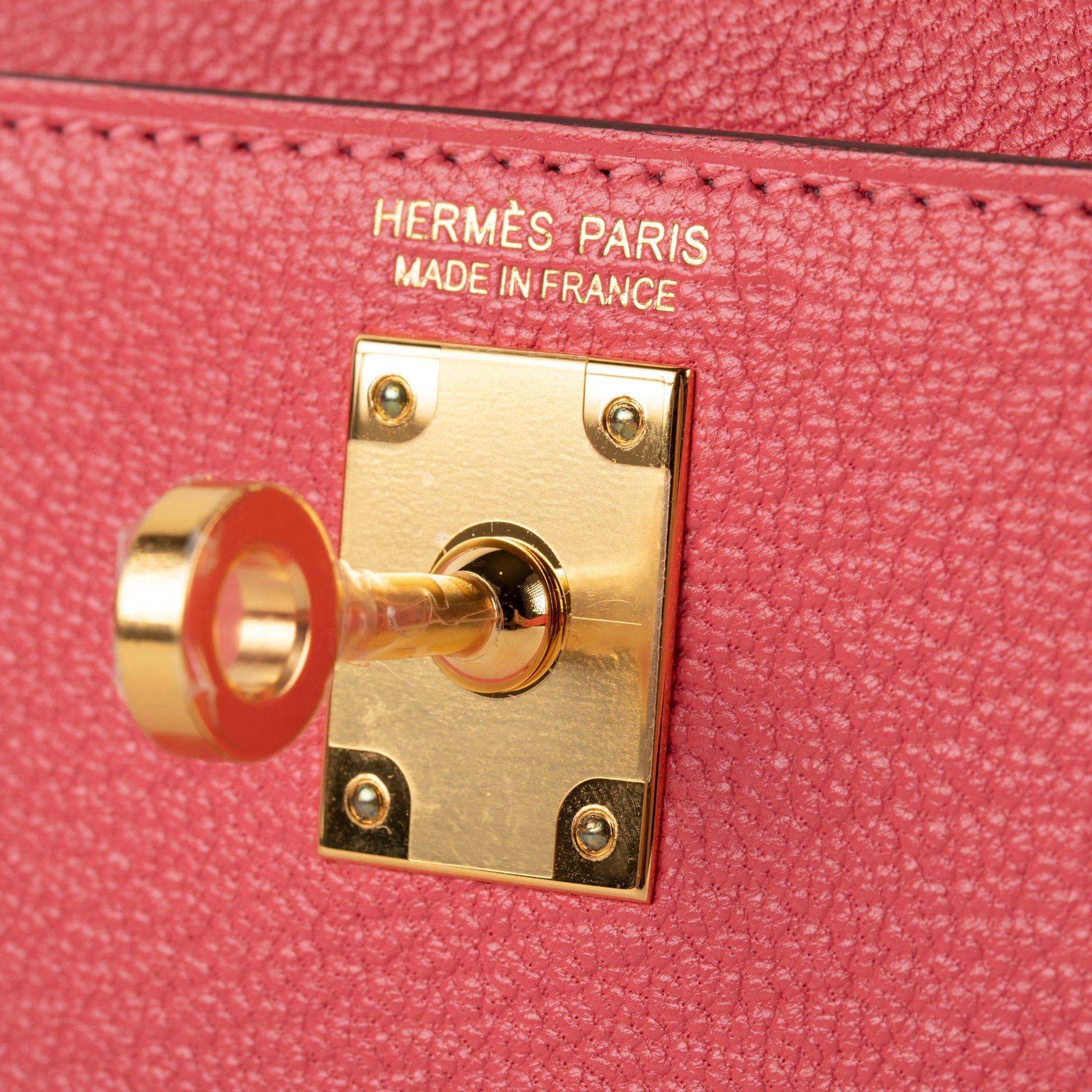 HERMES MINI KELLY II ROSE AZALEE CHEVRE LEATHER GOLD HARDWARE - On Repeat