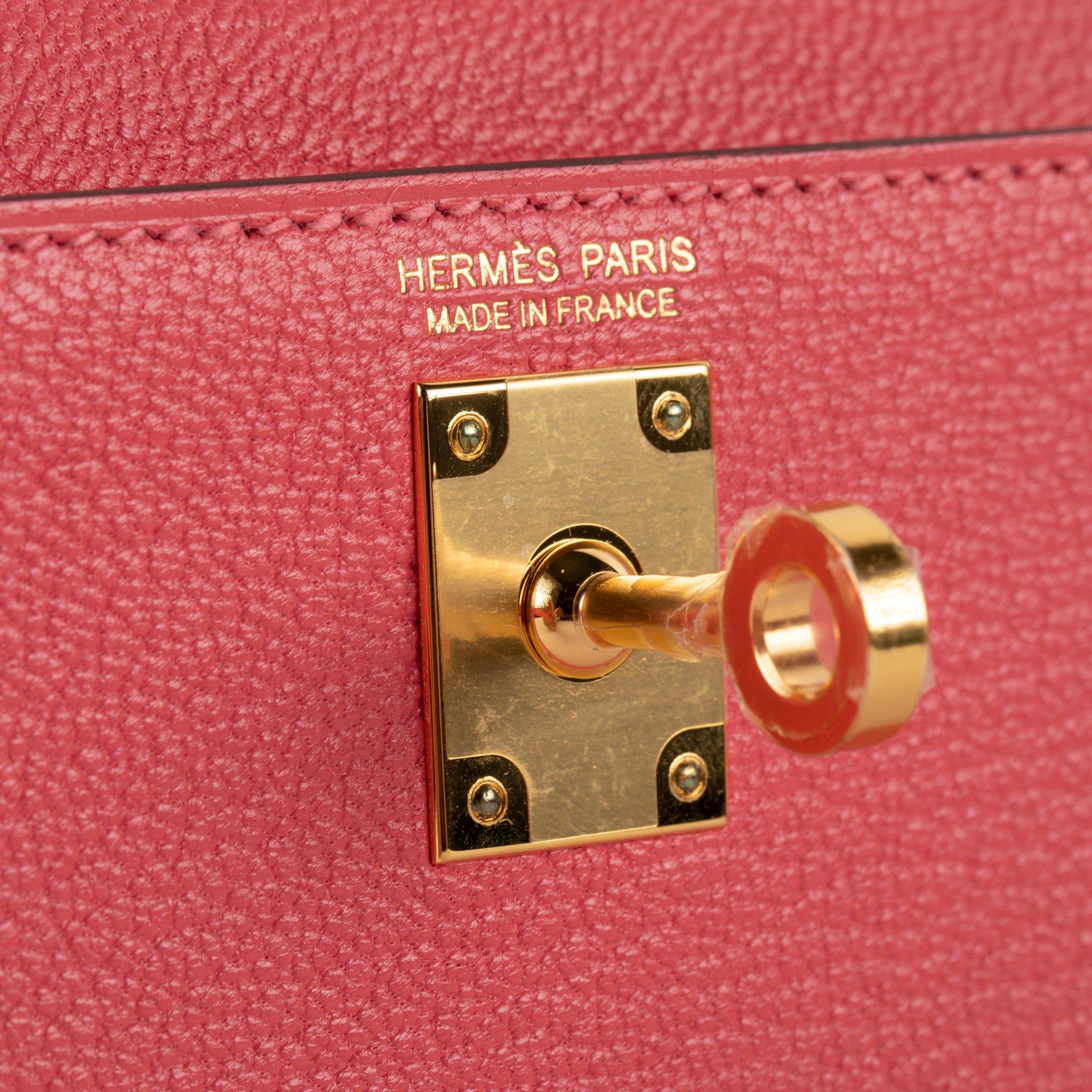 HERMES MINI KELLY II ROSE AZALEE CHEVRE LEATHER GOLD HARDWARE - On Repeat