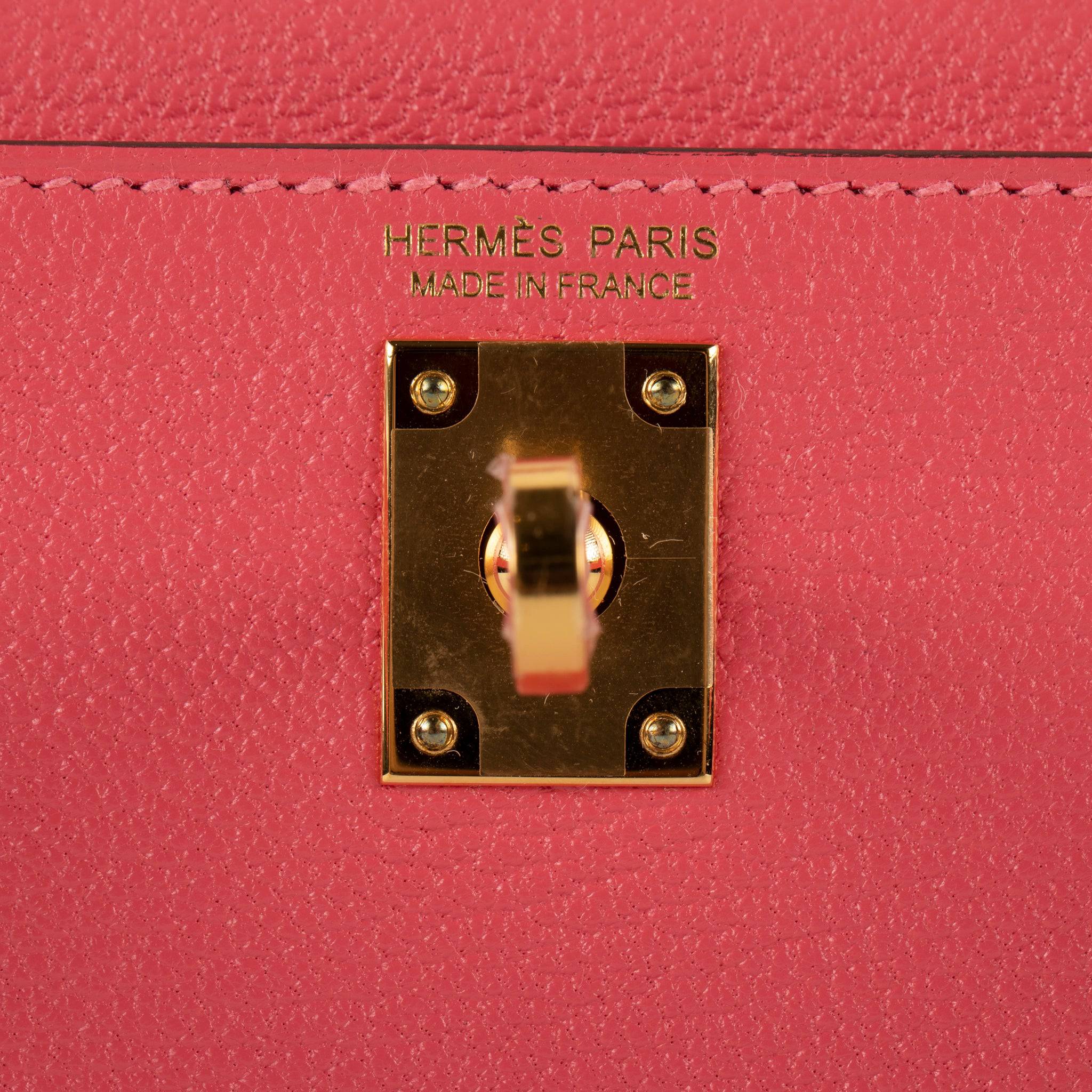 HERMES MINI KELLY II ROSE AZALEE CHEVRE LEATHER GOLD HARDWARE - On Repeat