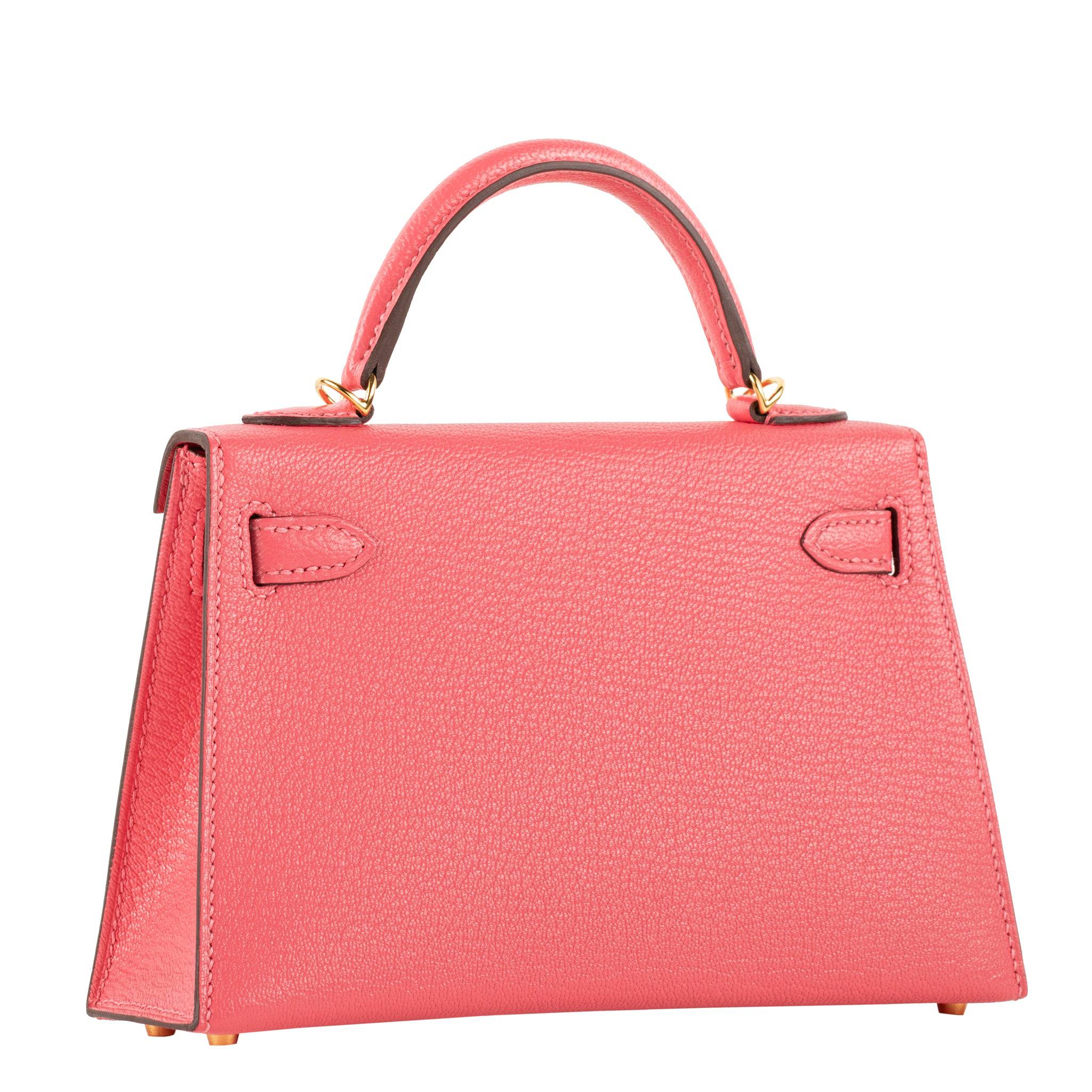 HERMES MINI KELLY II ROSE AZALEE CHEVRE LEATHER GOLD HARDWARE - On Repeat