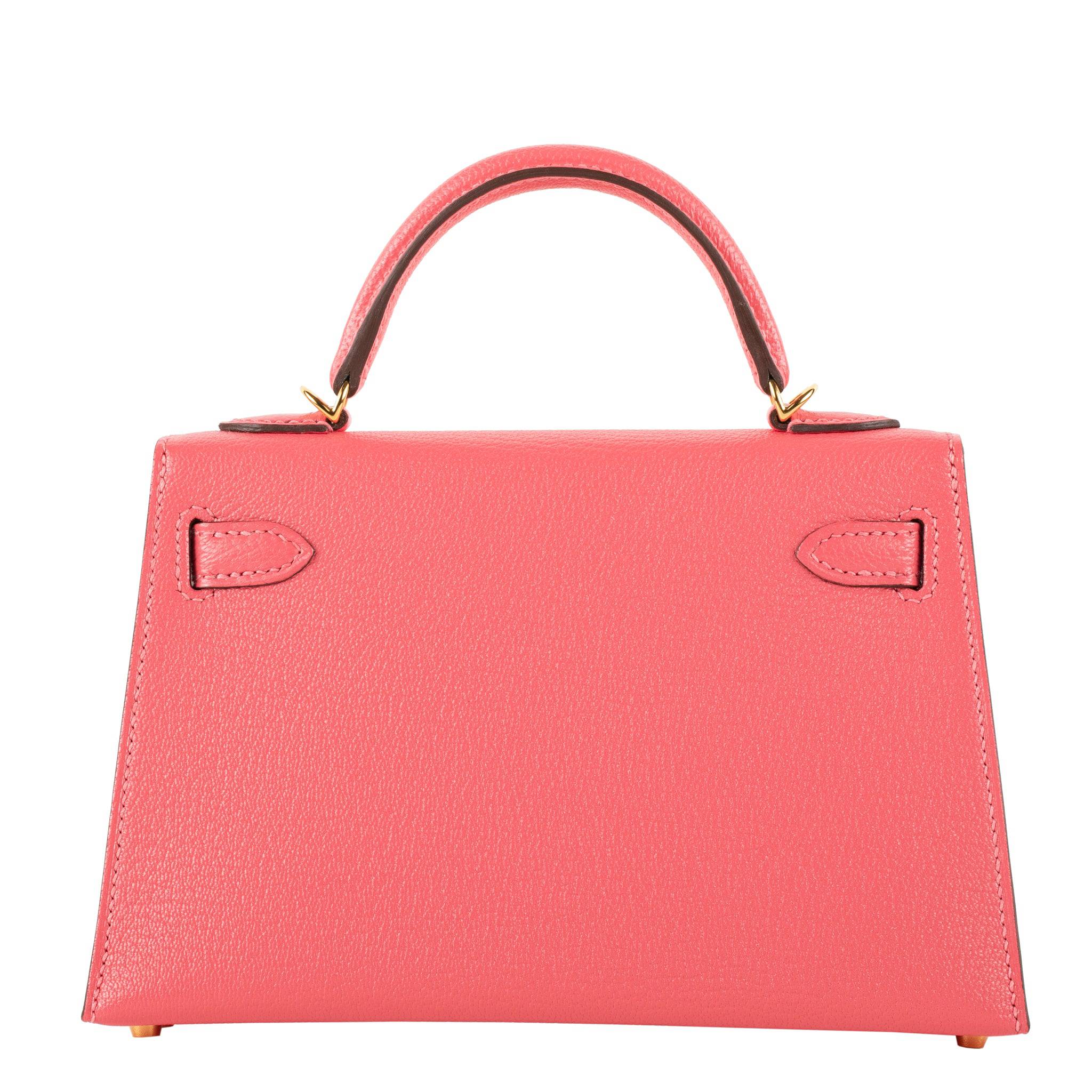 HERMES MINI KELLY II ROSE AZALEE CHEVRE LEATHER GOLD HARDWARE - On Repeat