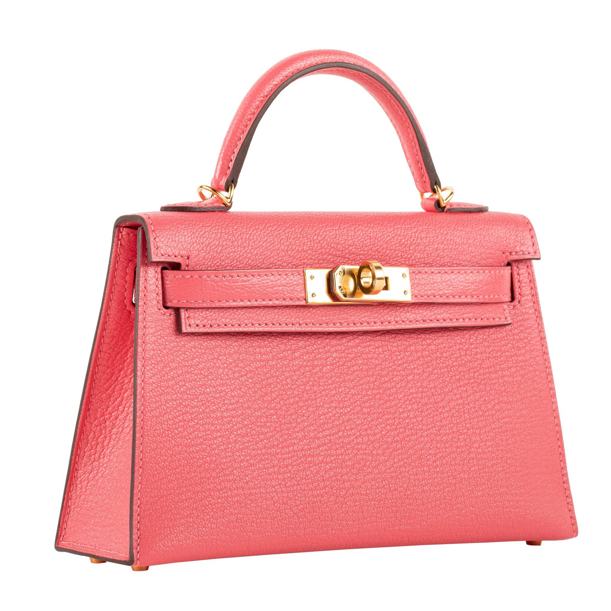 HERMES MINI KELLY II ROSE AZALEE CHEVRE LEATHER GOLD HARDWARE - On Repeat