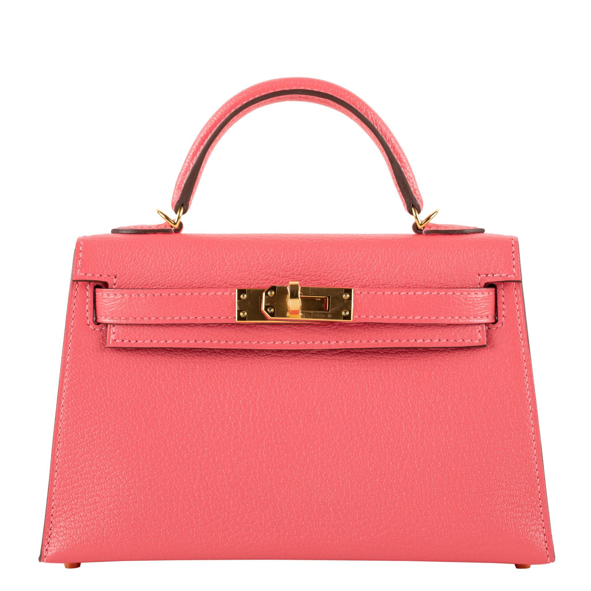 HERMES MINI KELLY II ROSE AZALEE CHEVRE LEATHER GOLD HARDWARE - On Repeat