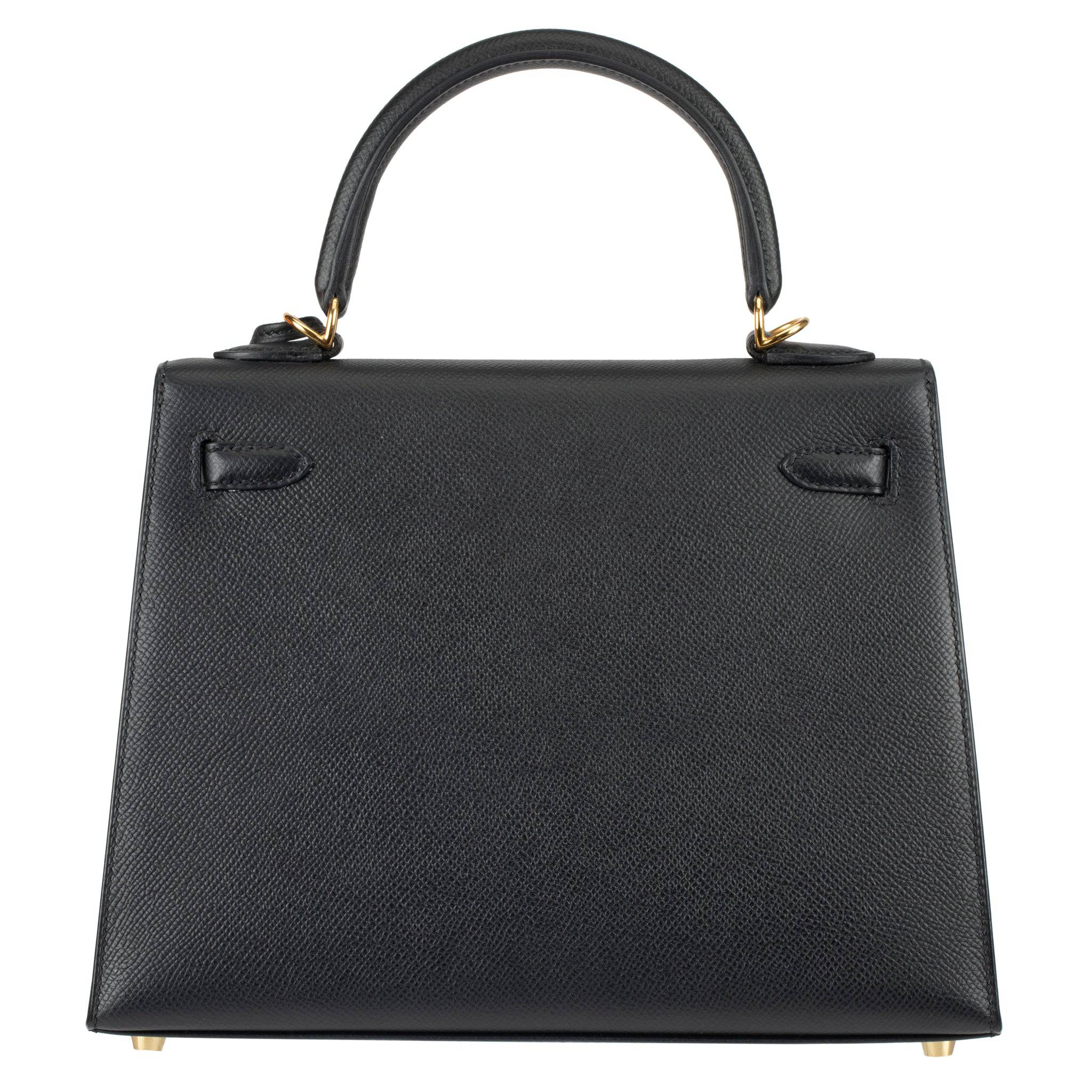 HERMES KELLY 25CM SELLIER BLACK EPSOM LEATHER GOLD HARDWARE - On Repeat