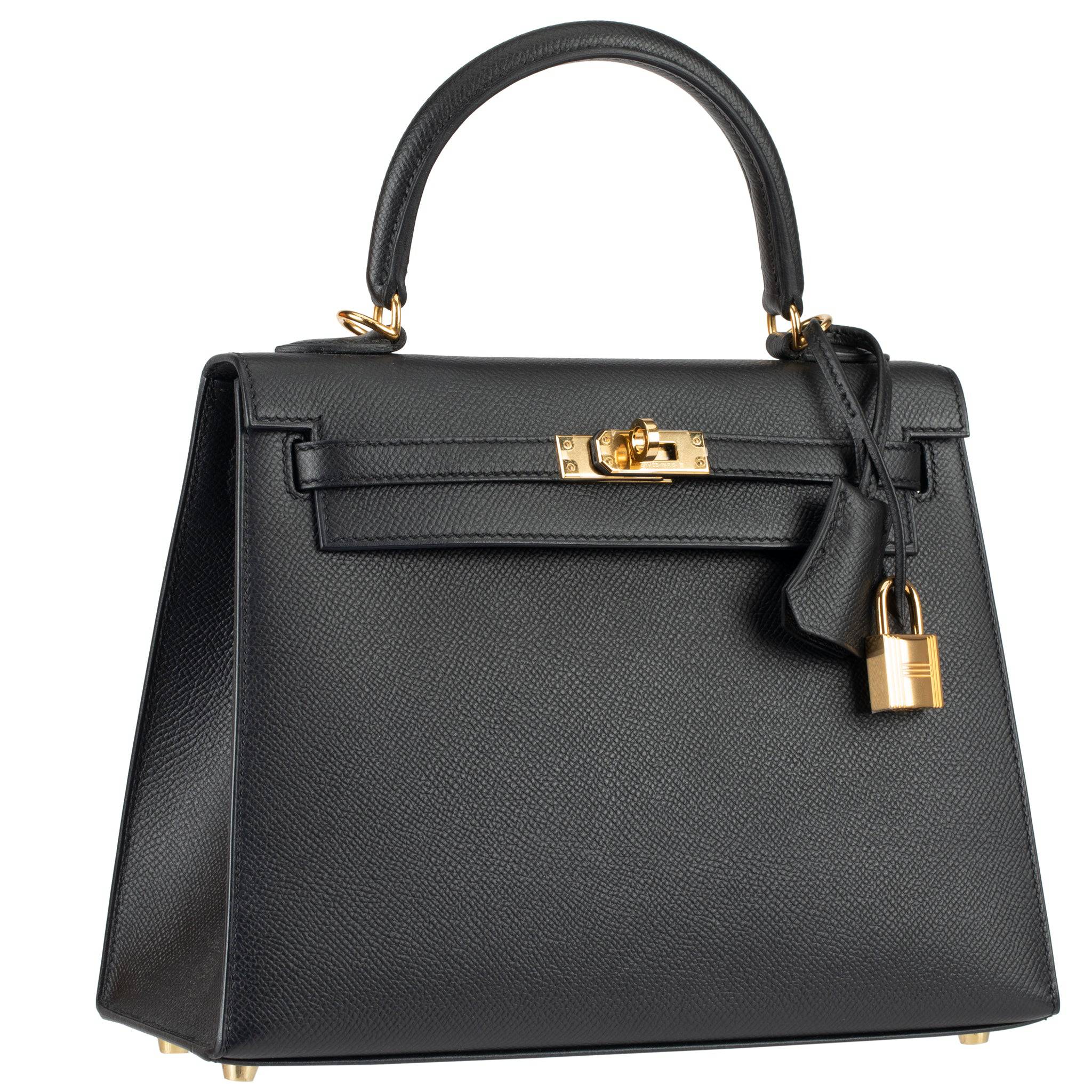 HERMES KELLY 25CM SELLIER BLACK EPSOM LEATHER GOLD HARDWARE - On Repeat