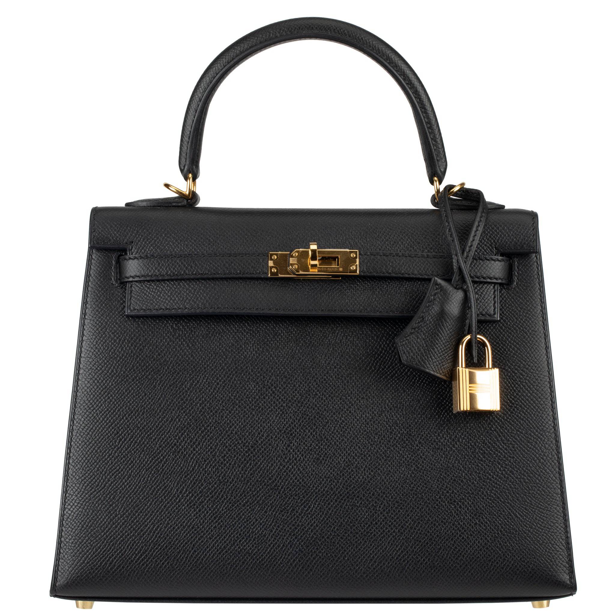 HERMES KELLY 25CM SELLIER BLACK EPSOM LEATHER GOLD HARDWARE - On Repeat