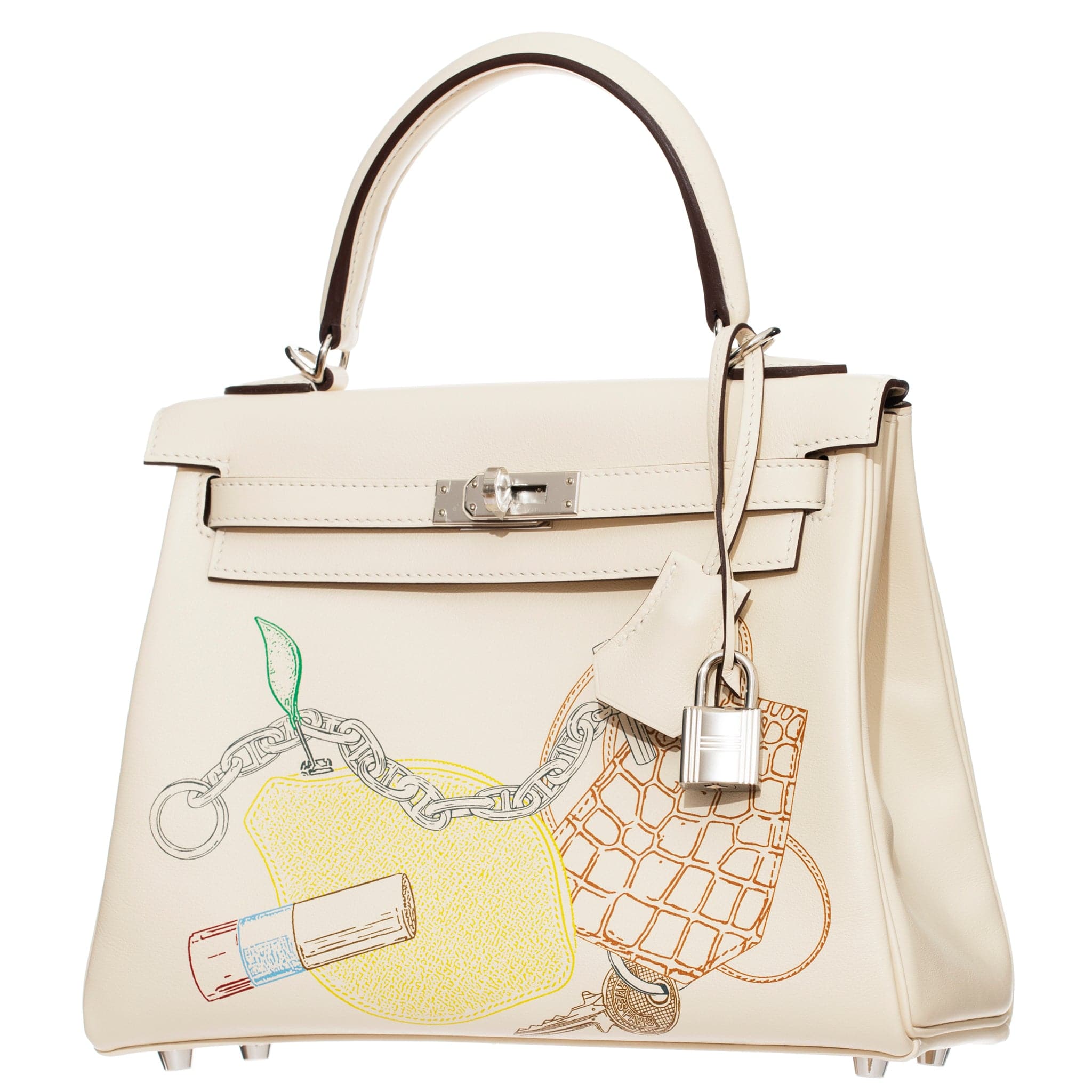 HERMES KELLY 25CM LIMITED EDITION "IN AND OUT" NATA SWIFT LEATHER PALLADIUM HARDWARE - On Repeat