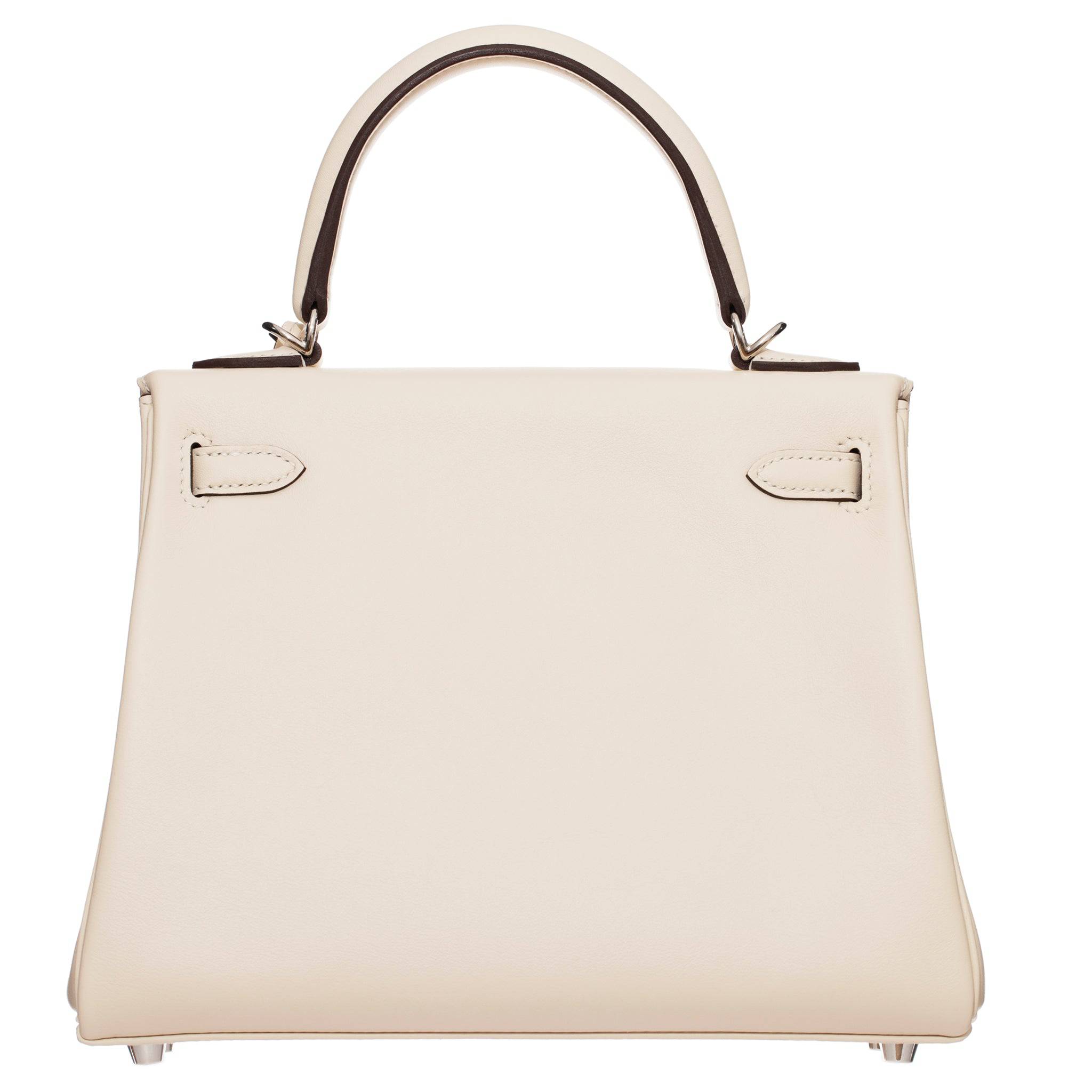 HERMES KELLY 25CM LIMITED EDITION "IN AND OUT" NATA SWIFT LEATHER PALLADIUM HARDWARE - On Repeat