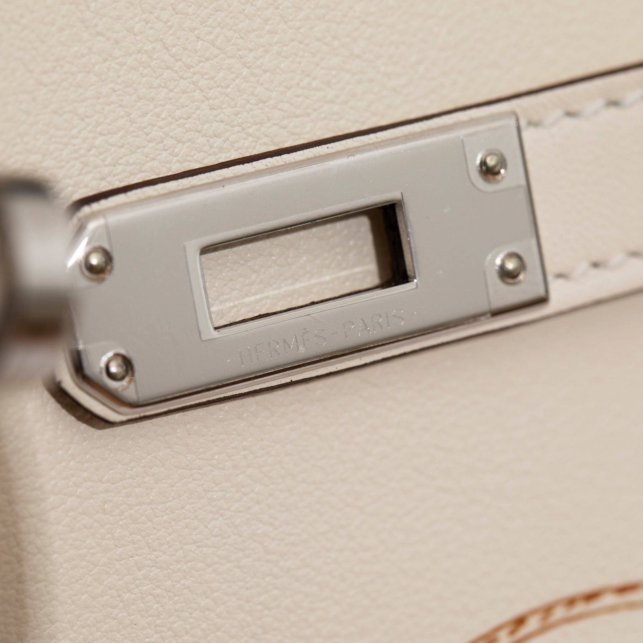 HERMES KELLY 25CM LIMITED EDITION "IN AND OUT" NATA SWIFT LEATHER PALLADIUM HARDWARE - On Repeat