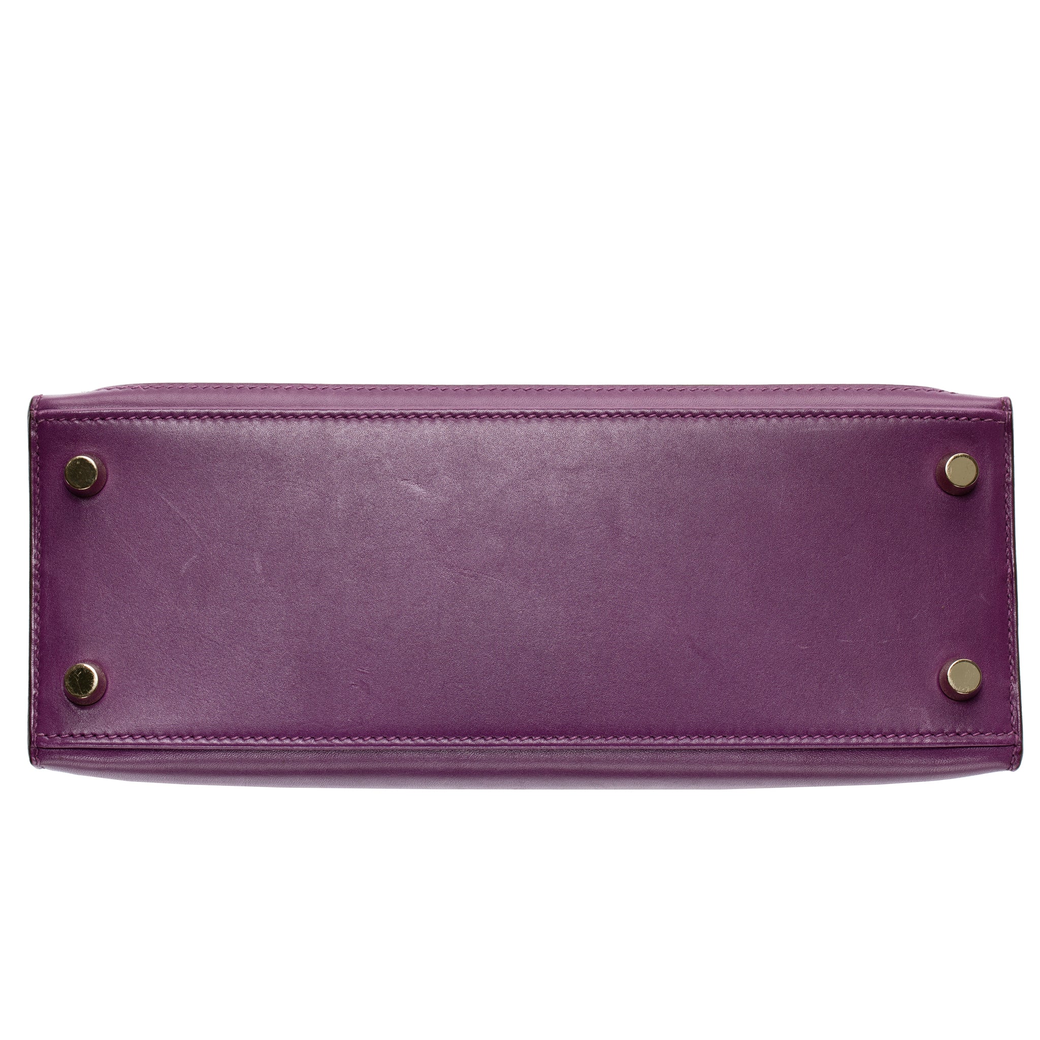 HERMES KELLY 25CM SELLIER VIOLET CUSTOM FEATHER TADELAKT LEATHER GOLD HARDWARE - On Repeat