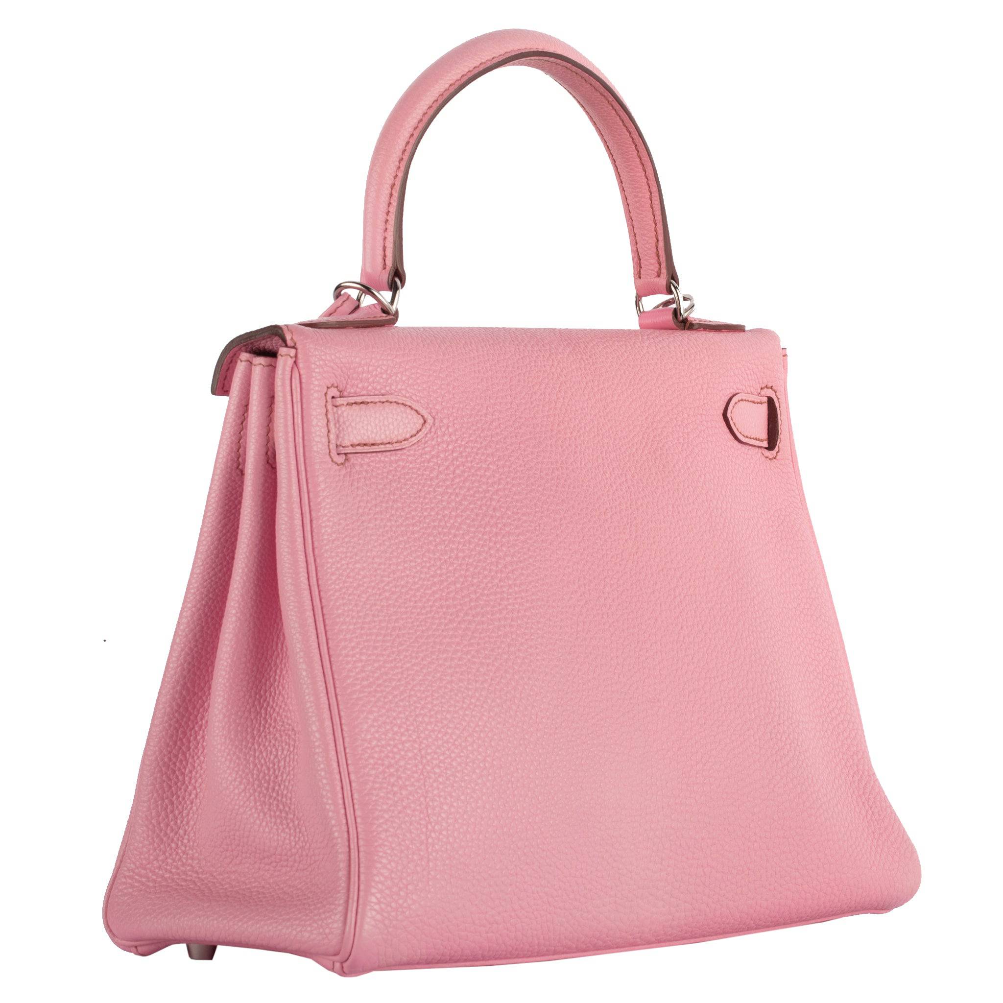 HERMES KELLY 28CM BUBBLEGUM TOGO LEATHER PALLADIUM HARDWARE - On Repeat