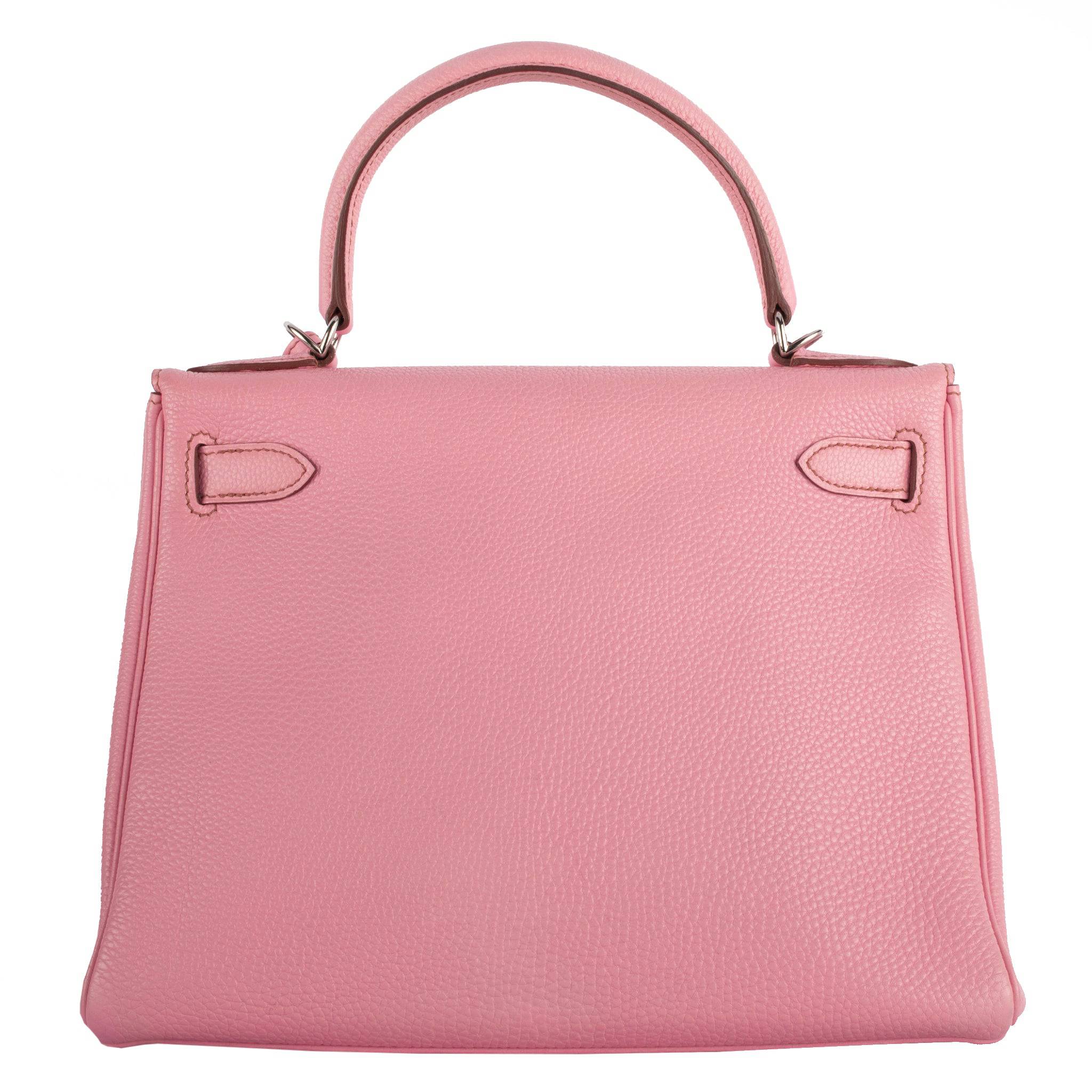 HERMES KELLY 28CM BUBBLEGUM TOGO LEATHER PALLADIUM HARDWARE - On Repeat