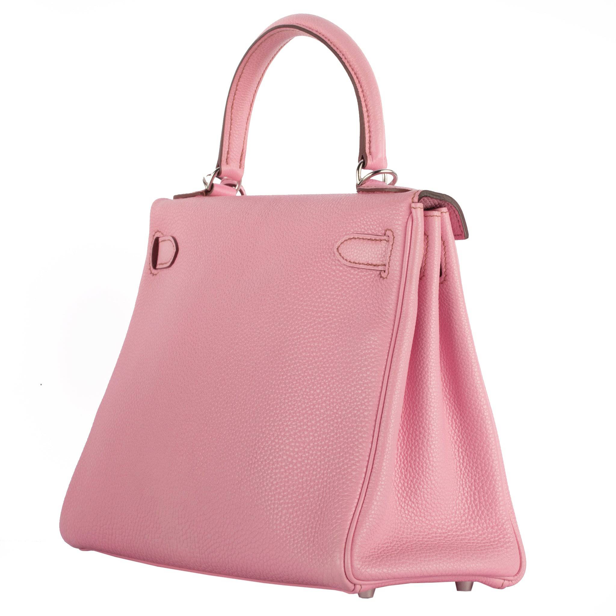 HERMES KELLY 28CM BUBBLEGUM TOGO LEATHER PALLADIUM HARDWARE - On Repeat