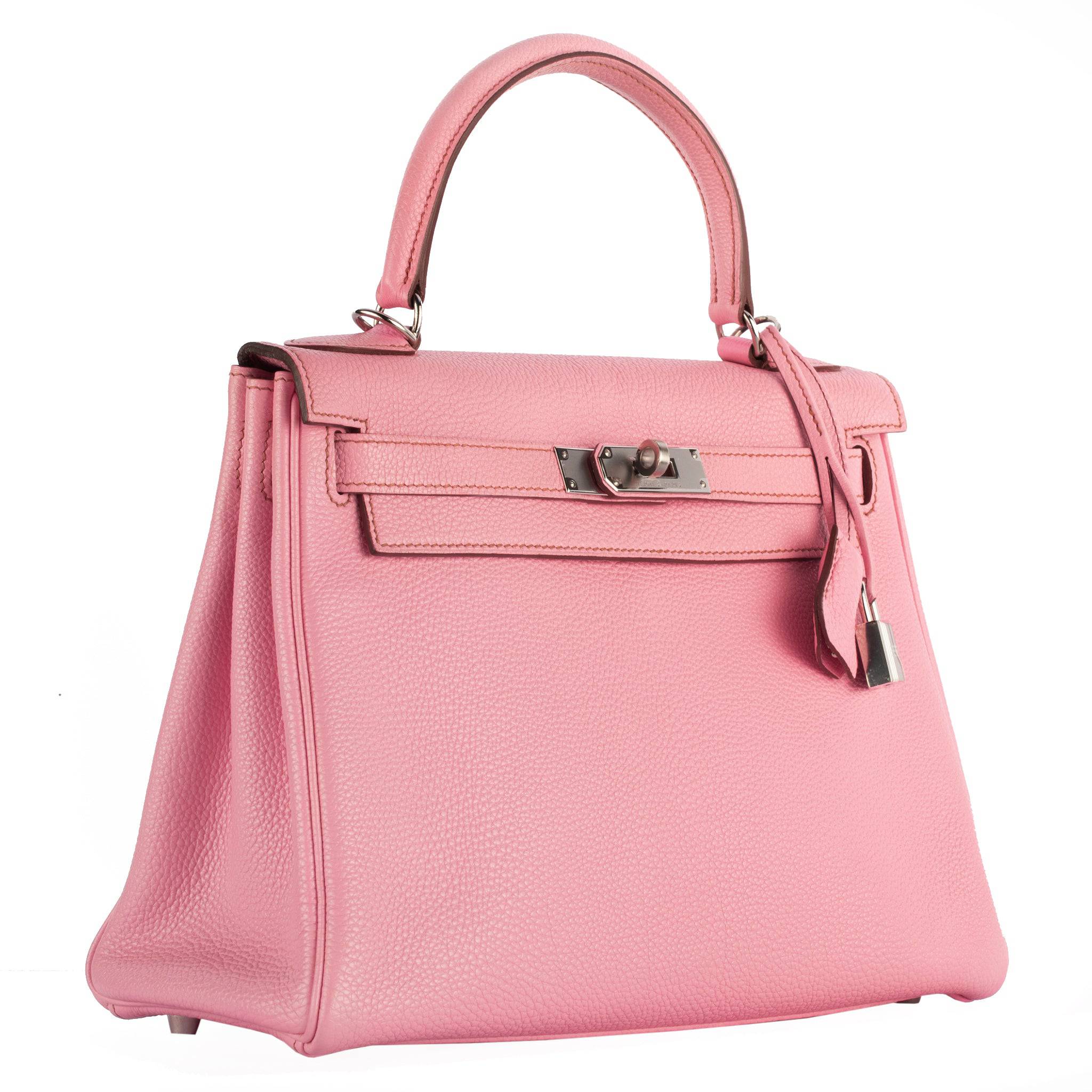 HERMES KELLY 28CM BUBBLEGUM TOGO LEATHER PALLADIUM HARDWARE - On Repeat