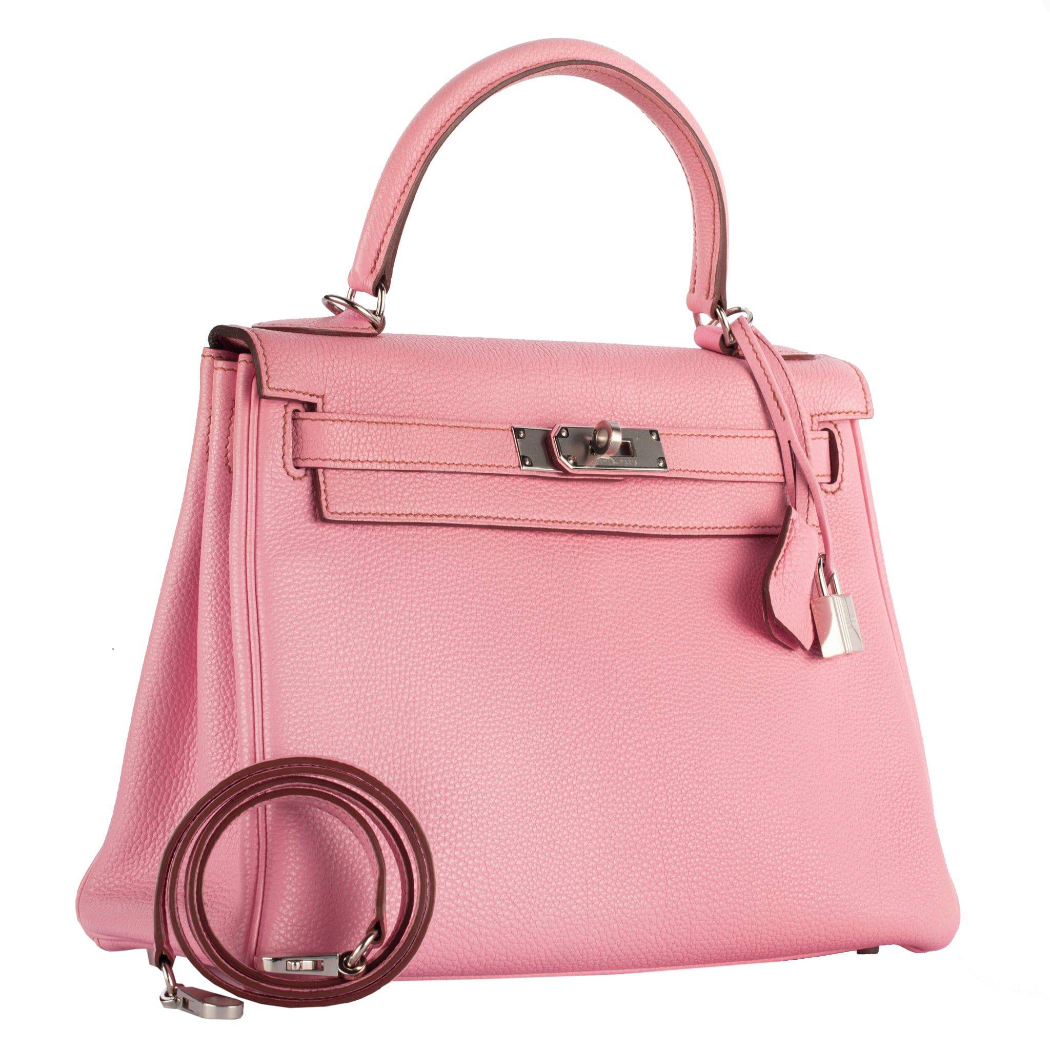 HERMES KELLY 28CM BUBBLEGUM TOGO LEATHER PALLADIUM HARDWARE - On Repeat