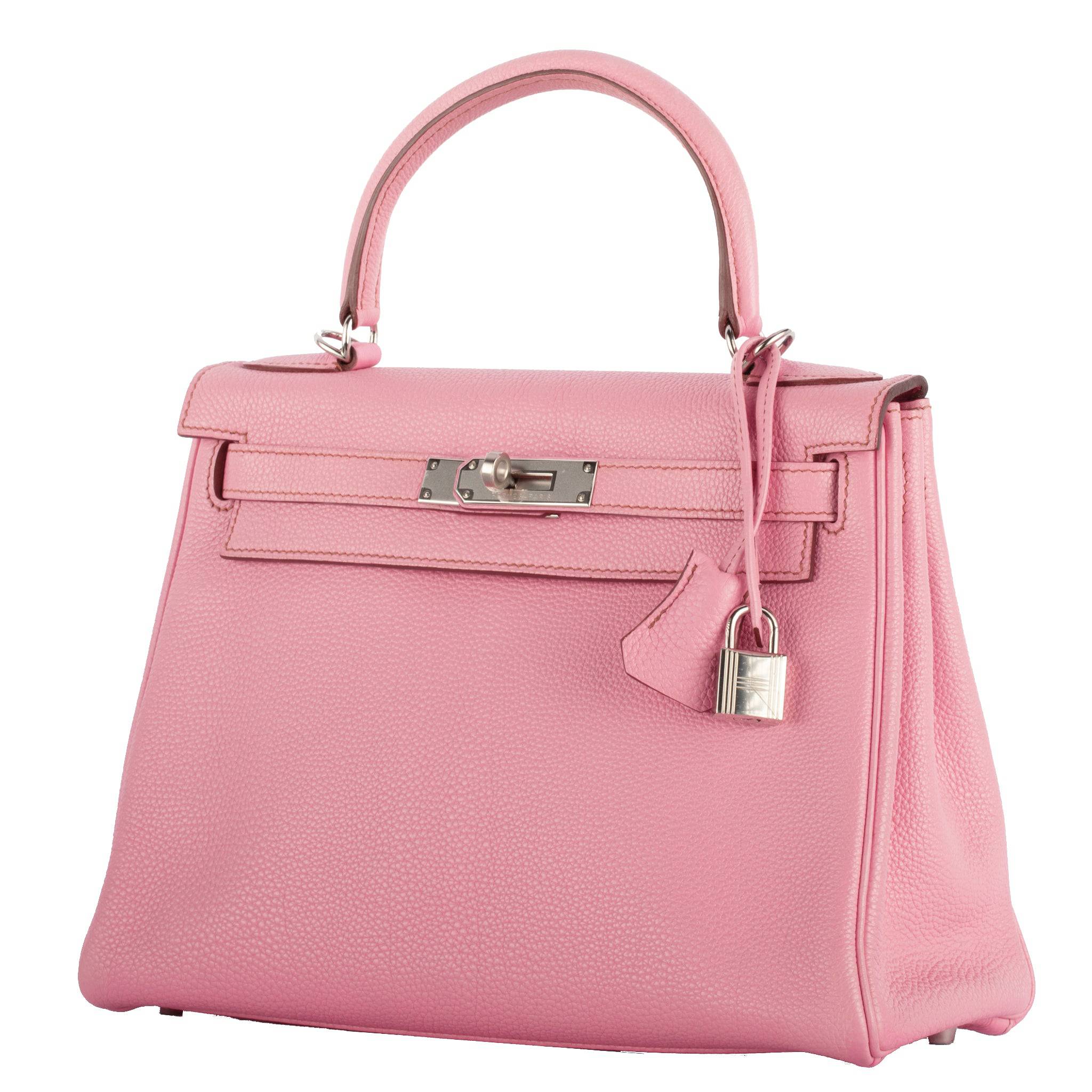 HERMES KELLY 28CM BUBBLEGUM TOGO LEATHER PALLADIUM HARDWARE - On Repeat