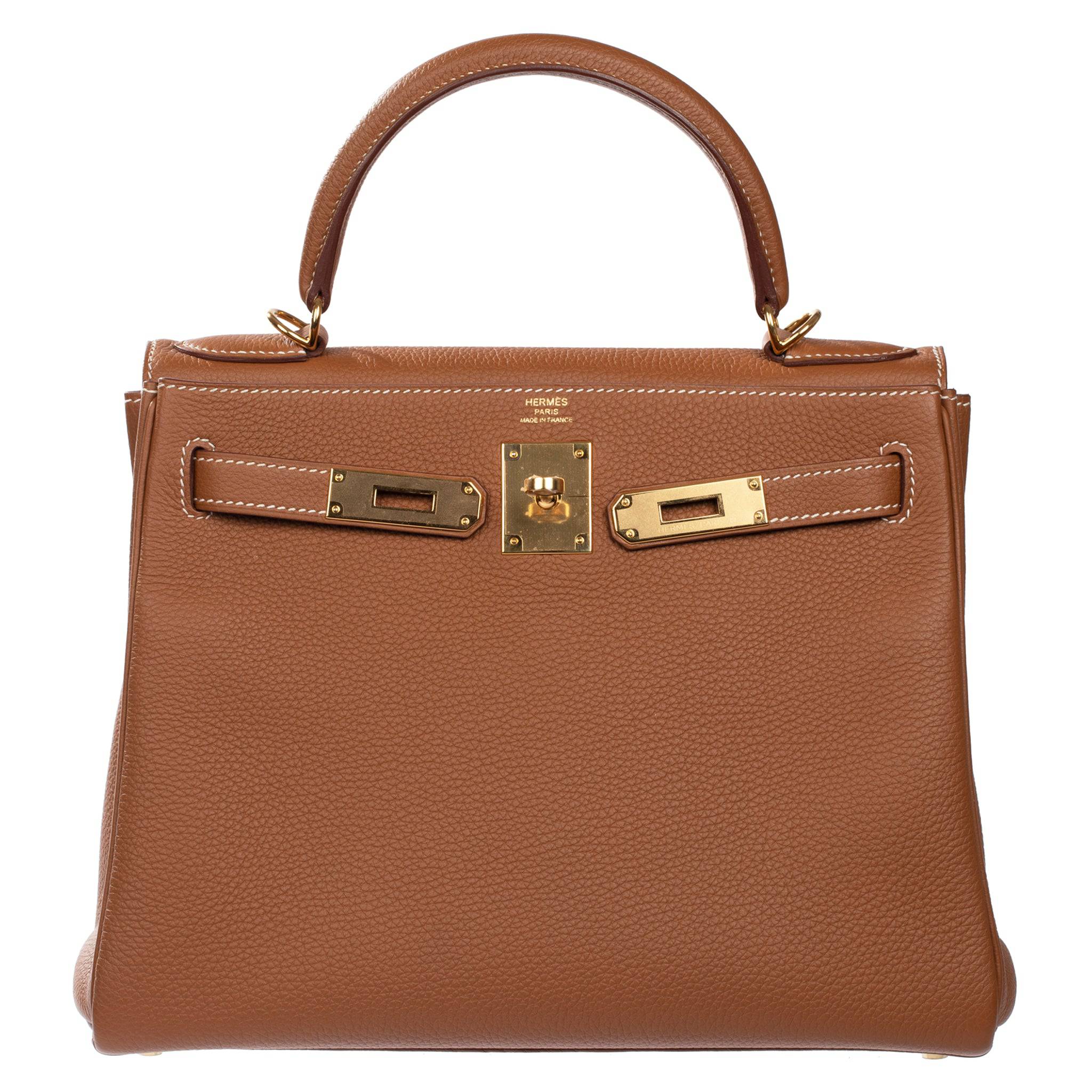 HERMES KELLY 28CM GOLD TOGO LEATHER GOLD HARDWARE - On Repeat