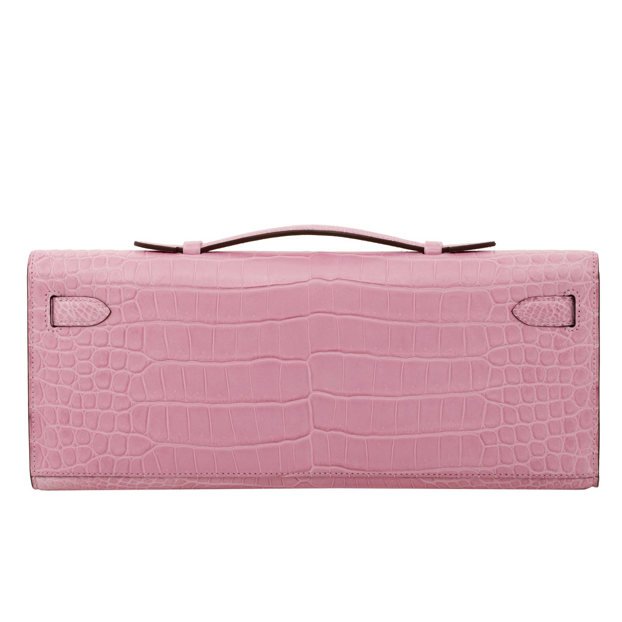 HERMES KELLY CUT BUBBLEGUM MATTE POROSUS CROCODILE GOLD HARDWARE - On Repeat