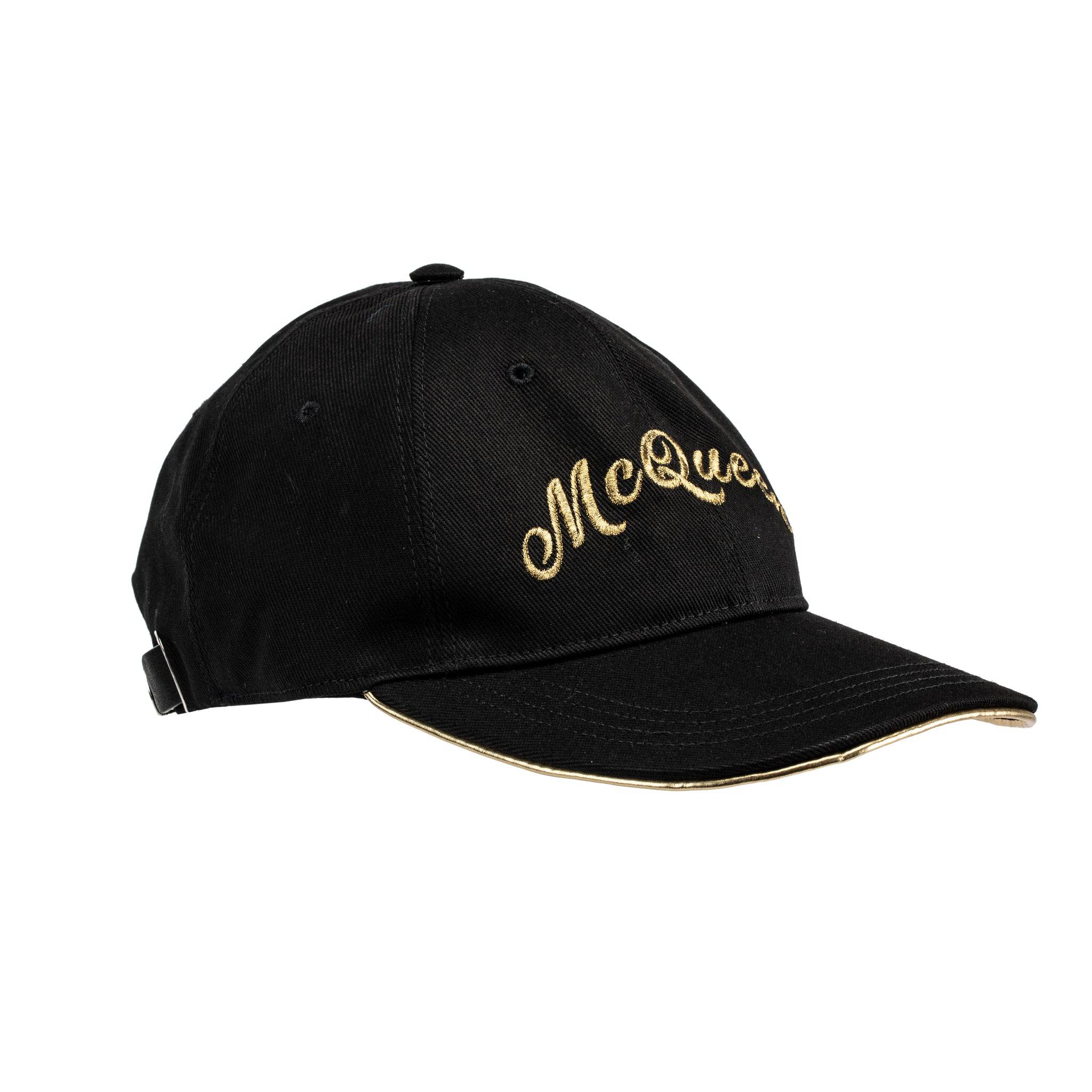 ALEXANDER MCQUEEN EMBROIDERED CAP BLACK AND GOLD - On Repeat