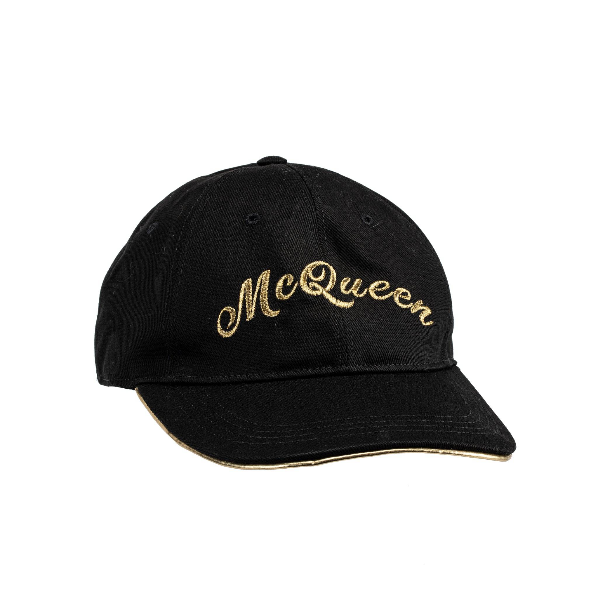 ALEXANDER MCQUEEN EMBROIDERED CAP BLACK AND GOLD - On Repeat