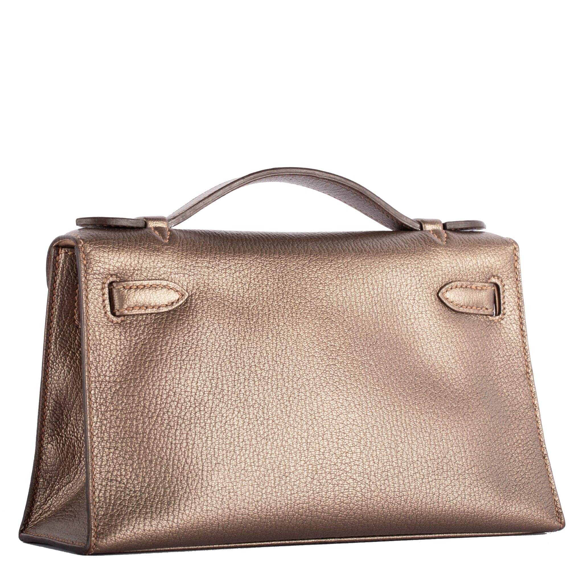 HERMES VINTAGE KELLY POCHETTE METALLIC BRONZE LEATHER PALLADIUM HARDWARE - On Repeat