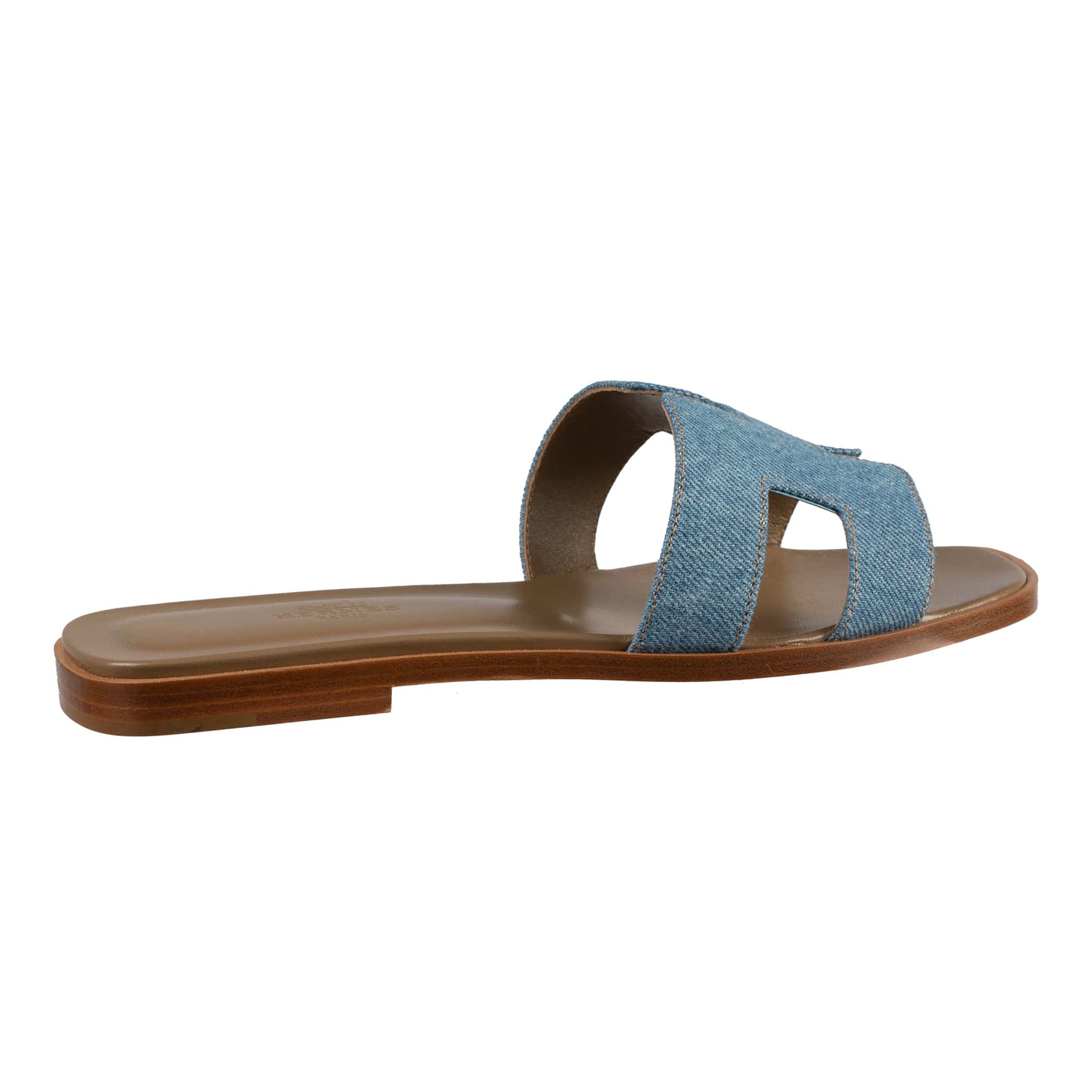 HERMES ORAN SANDAL GOLD & INDIGO DENIM - On Repeat