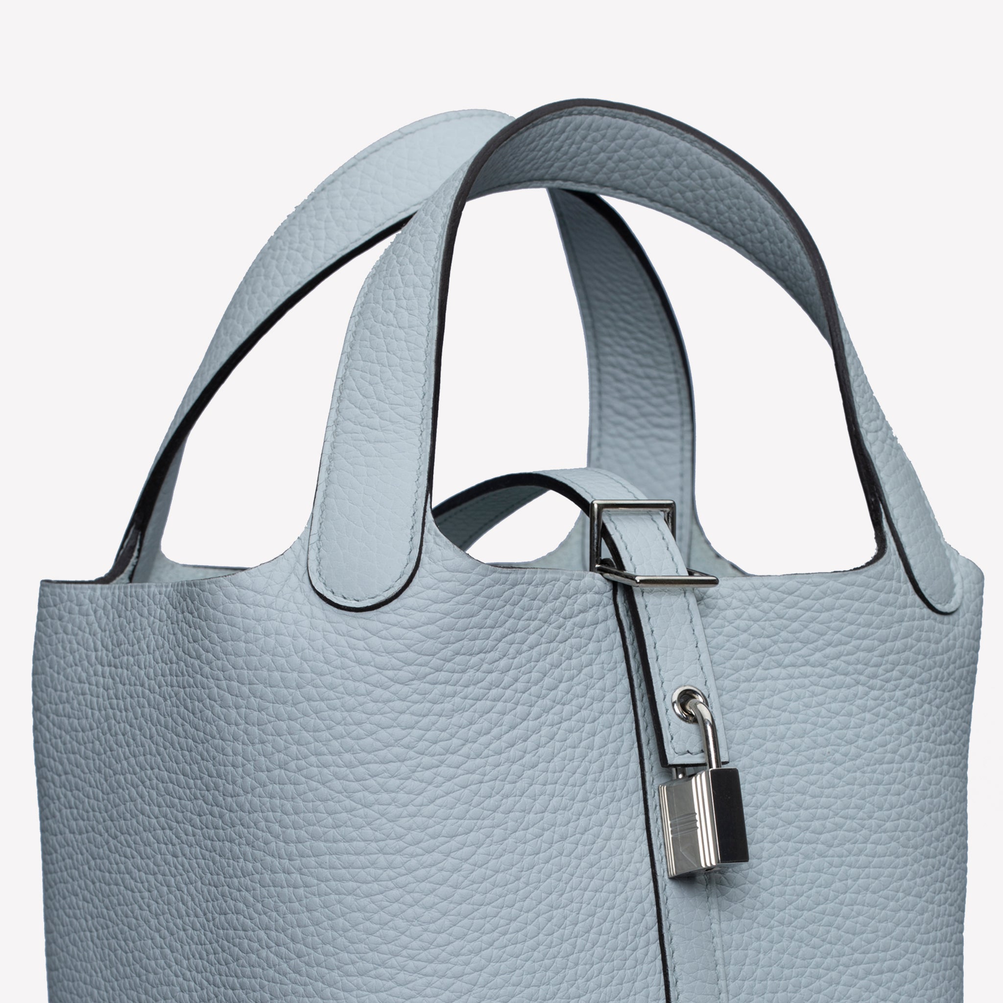 HERMES PICOTIN 18CM BLUE PALE CLEMENCE LEATHER PALLADIUM HARDWARE - On Repeat