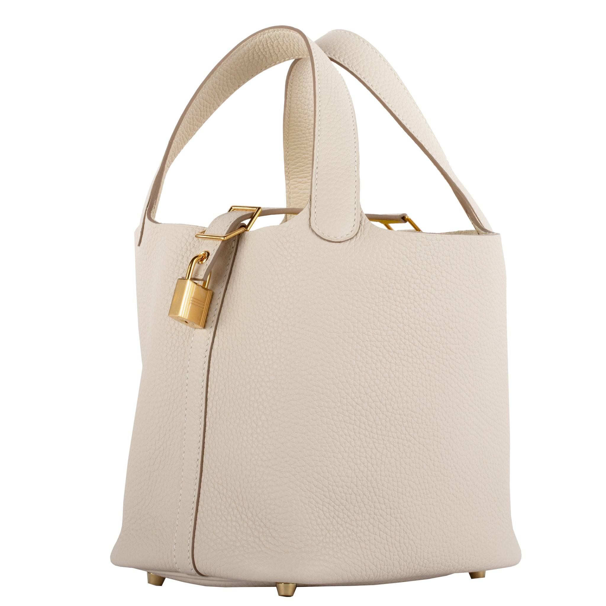 HERMES PICOTIN 18CM CRAIE CLEMENCE LEATHER GOLD HARDWARE - On Repeat