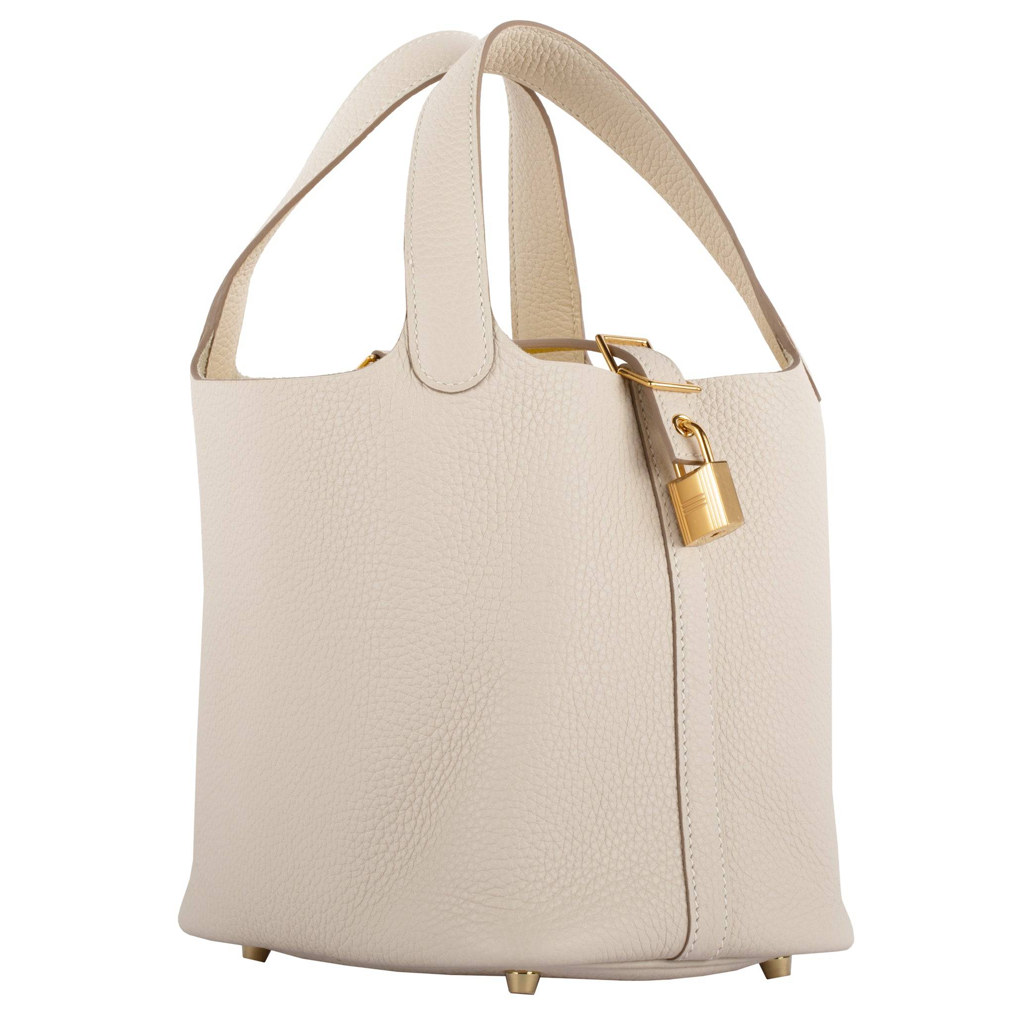 HERMES PICOTIN 18CM CRAIE CLEMENCE LEATHER GOLD HARDWARE - On Repeat