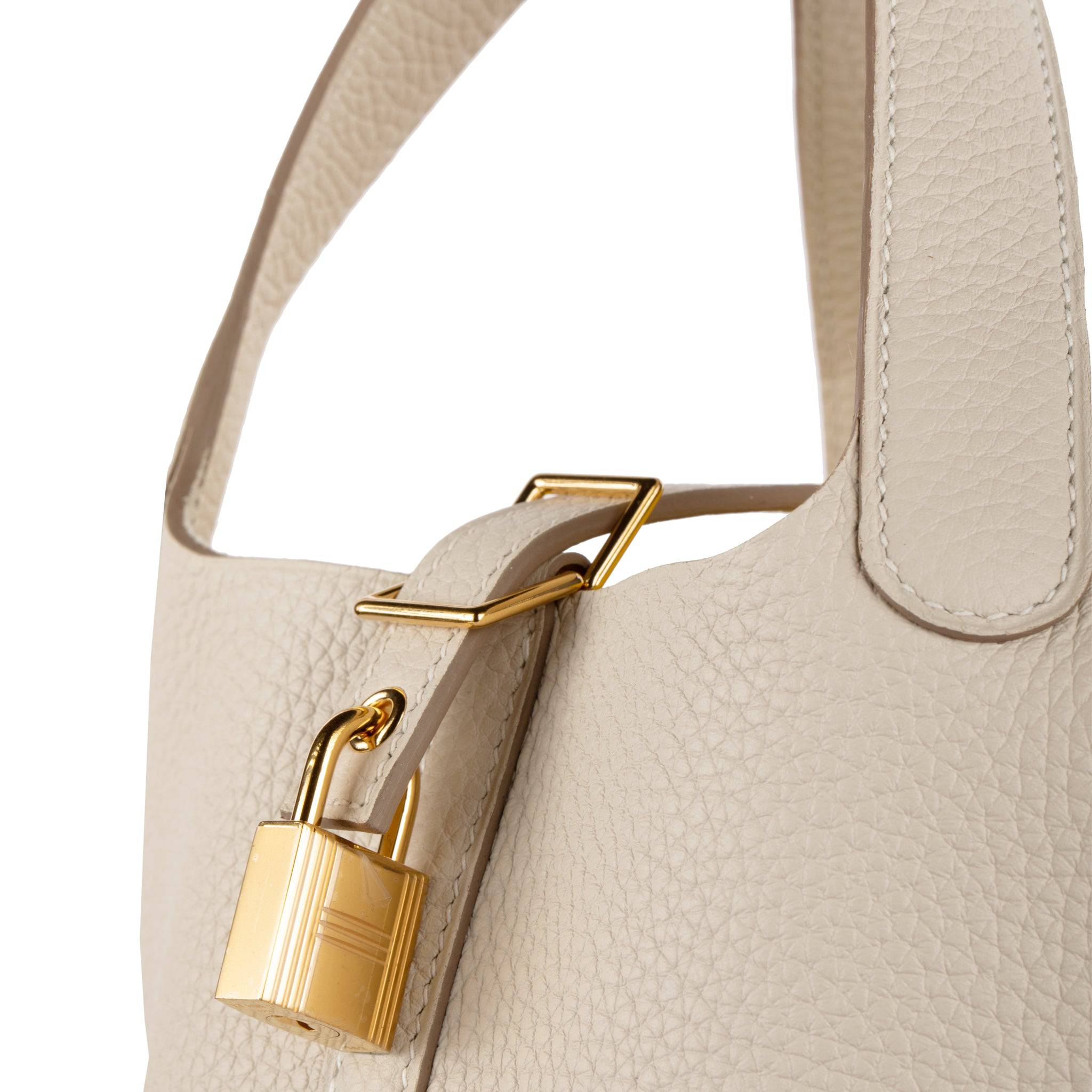 HERMES PICOTIN 18CM CRAIE CLEMENCE LEATHER GOLD HARDWARE - On Repeat