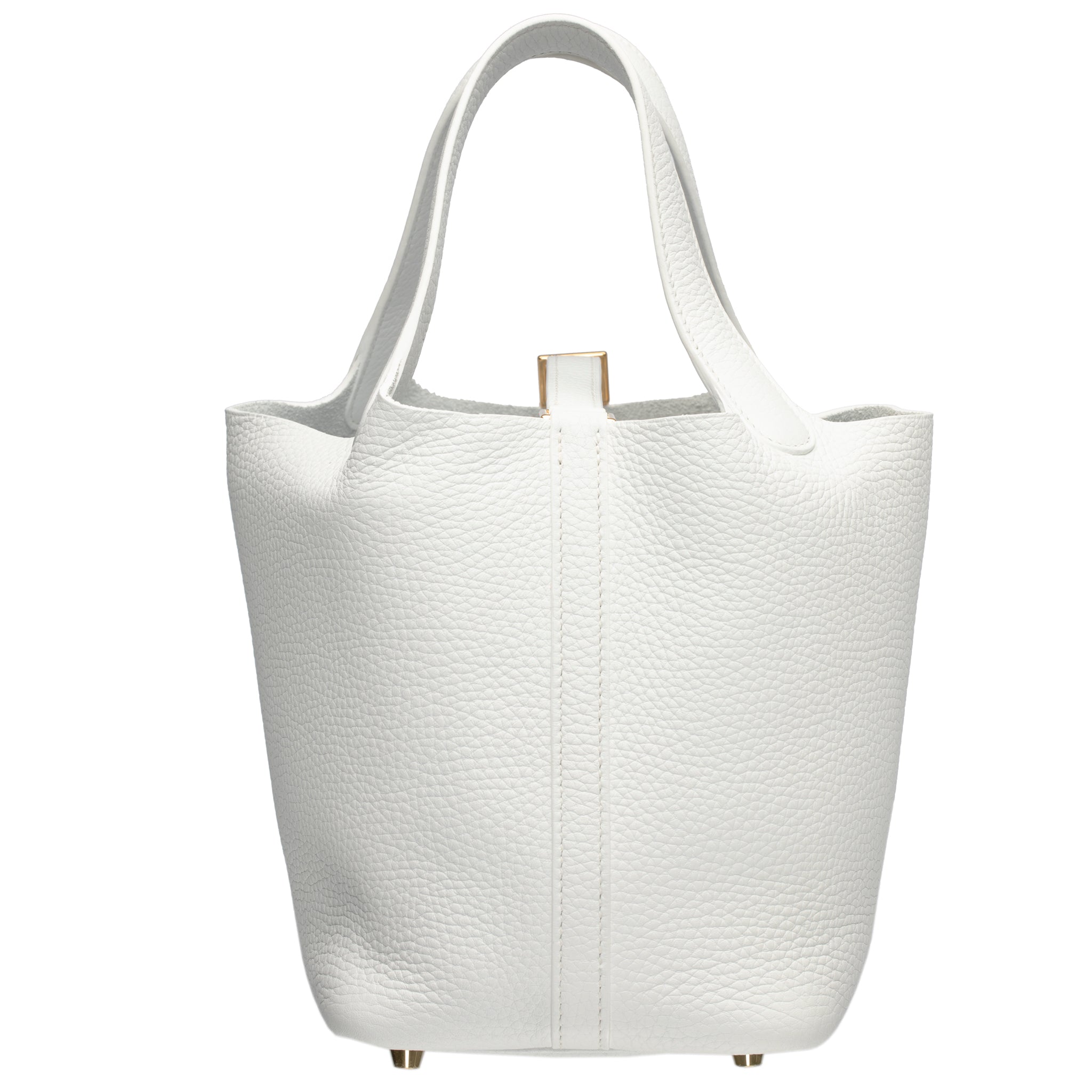 HERMES PICOTIN 18CM WHITE CLEMENCE LEATHER GOLD HARDWARE - On Repeat