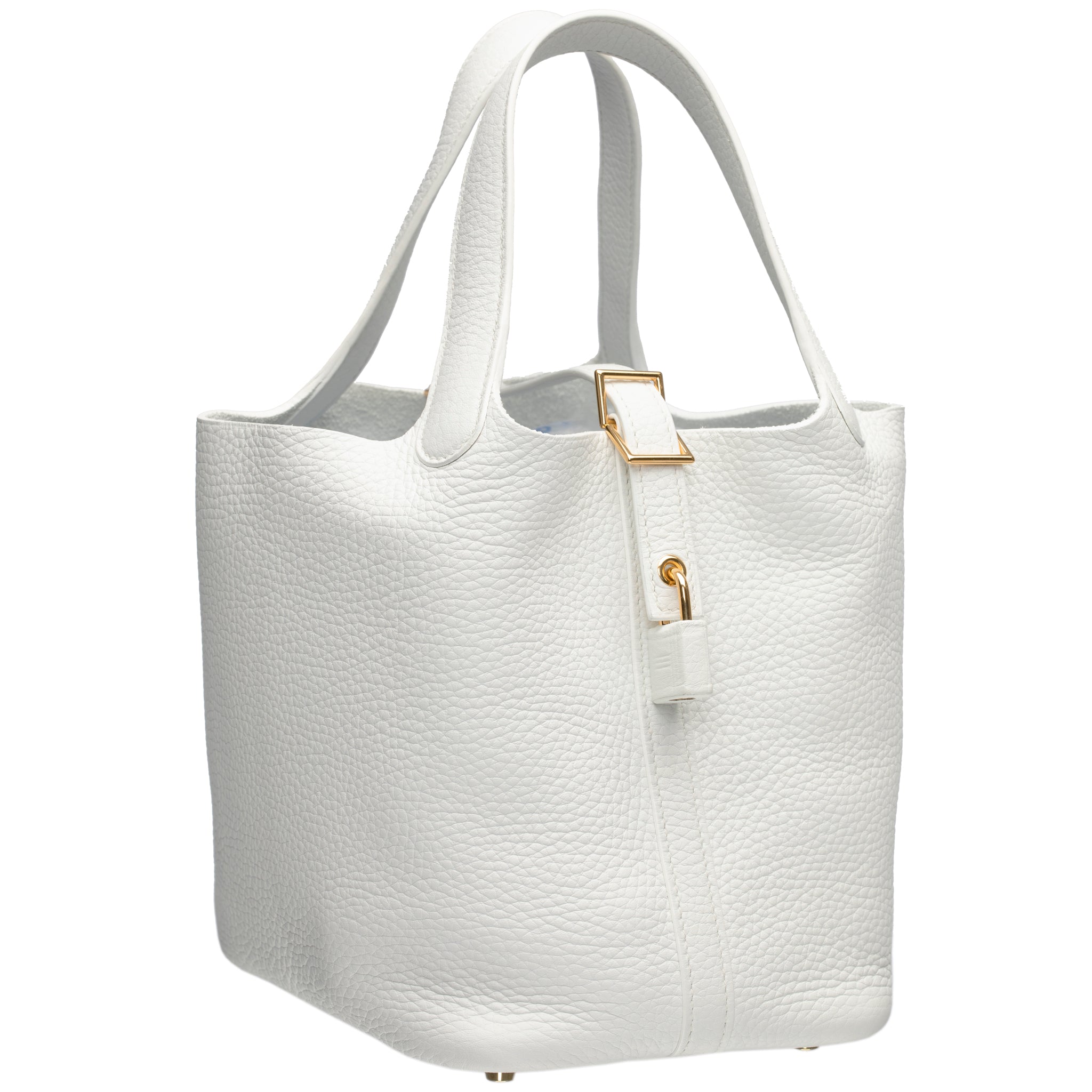 HERMES PICOTIN 18CM WHITE CLEMENCE LEATHER GOLD HARDWARE - On Repeat