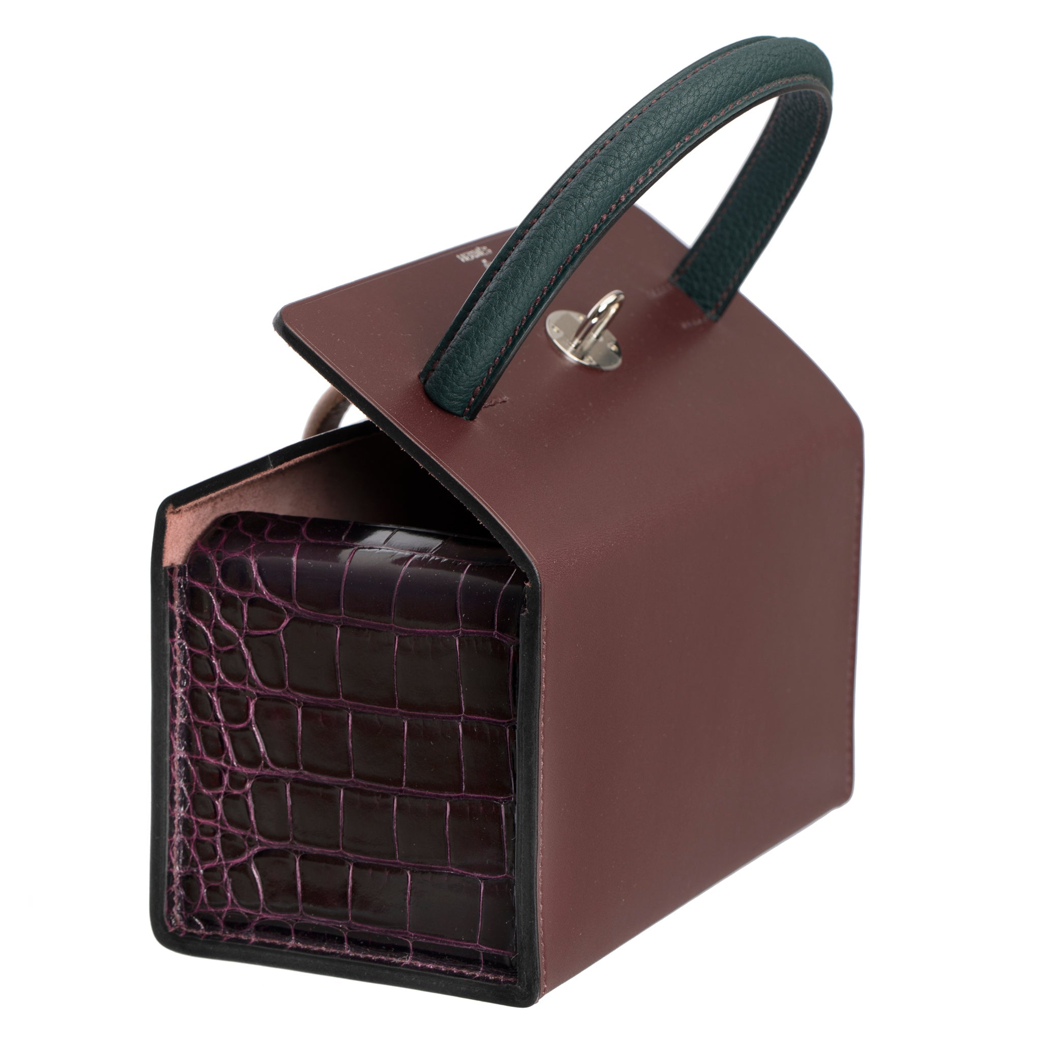 HERMES PETIT H LIMITED EDITION HANDBAG BORDEAUX, EMERALD, ROUGE H & GREEN PALLADIUM HARDWARE - On Repeat