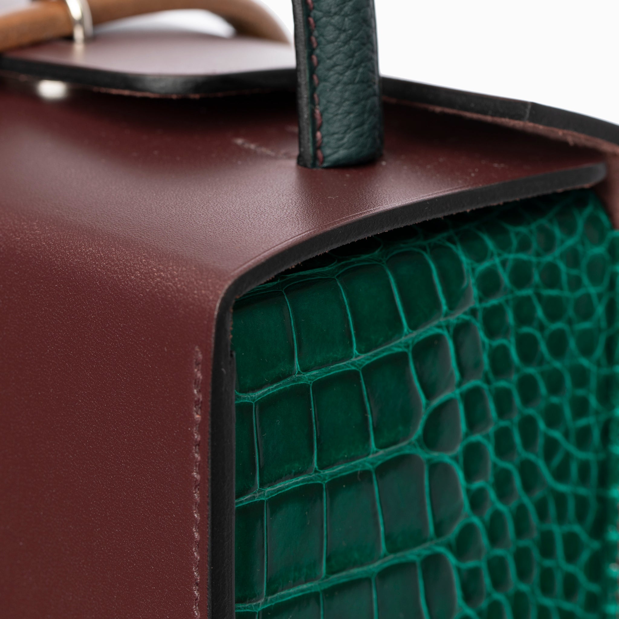 HERMES PETIT H LIMITED EDITION HANDBAG BORDEAUX, EMERALD, ROUGE H & GREEN PALLADIUM HARDWARE - On Repeat