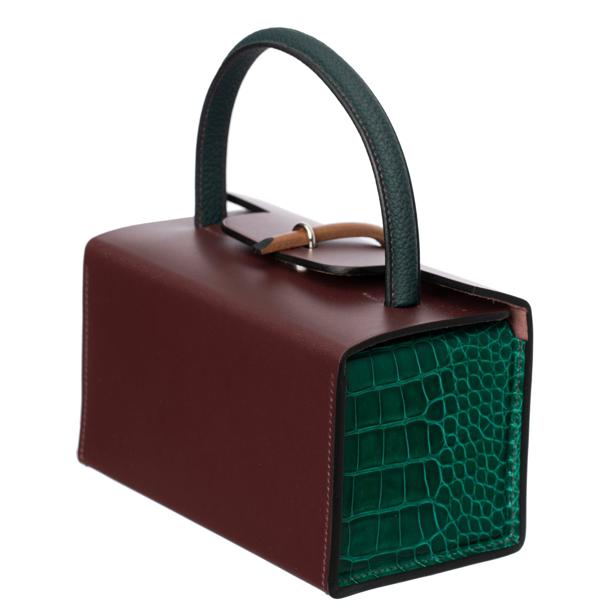 HERMES PETIT H LIMITED EDITION HANDBAG BORDEAUX, EMERALD, ROUGE H & GREEN PALLADIUM HARDWARE - On Repeat