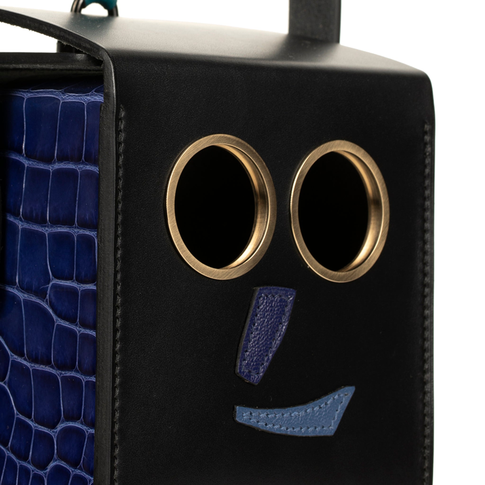 HERMES PETIT H LIMITED EDITION ROBOT HANDBAG BLACK, EMERALD, ELECTRIC BLUE & ENCRE SO BLACK HARDWARE - On Repeat