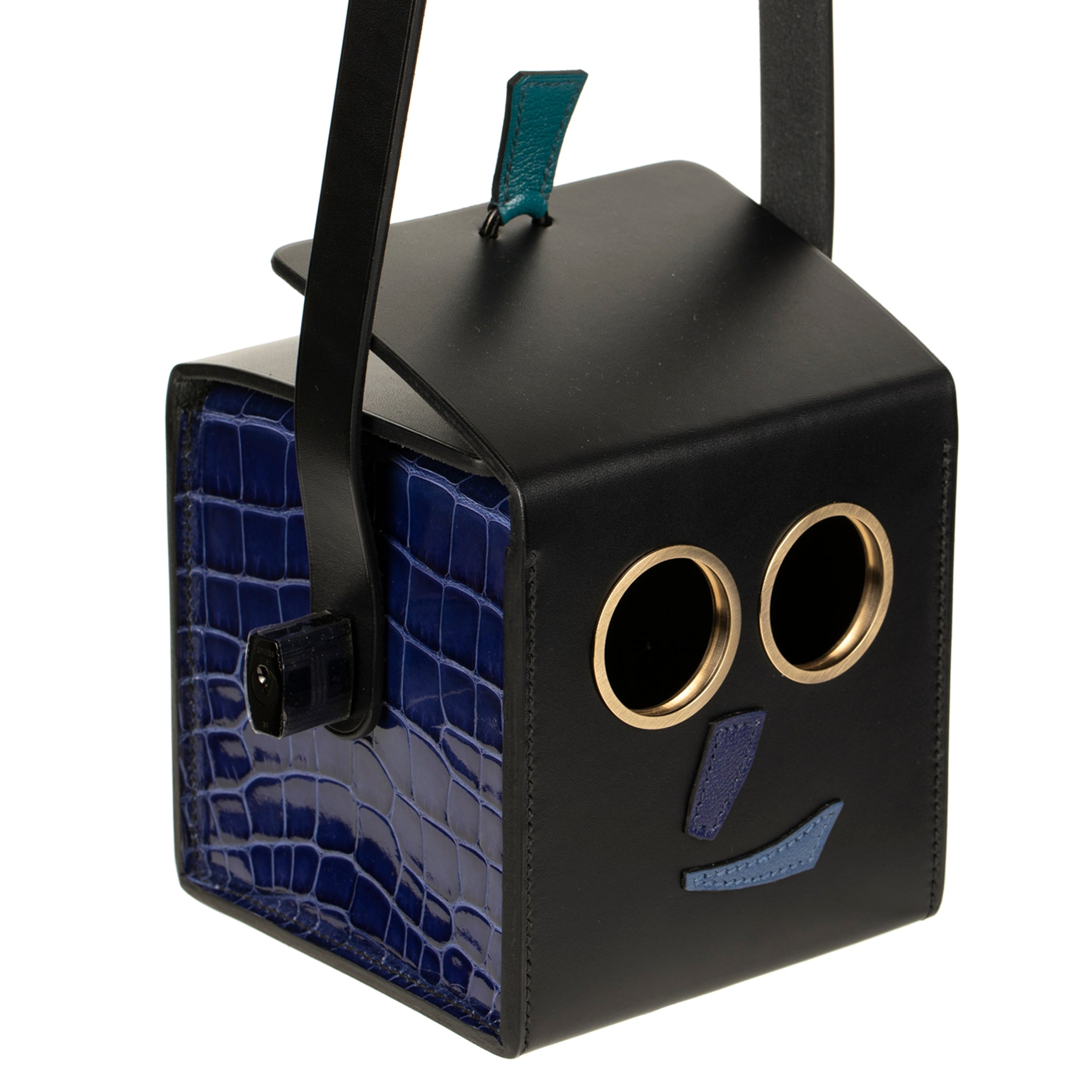 HERMES PETIT H LIMITED EDITION ROBOT HANDBAG BLACK, EMERALD, ELECTRIC BLUE & ENCRE SO BLACK HARDWARE - On Repeat