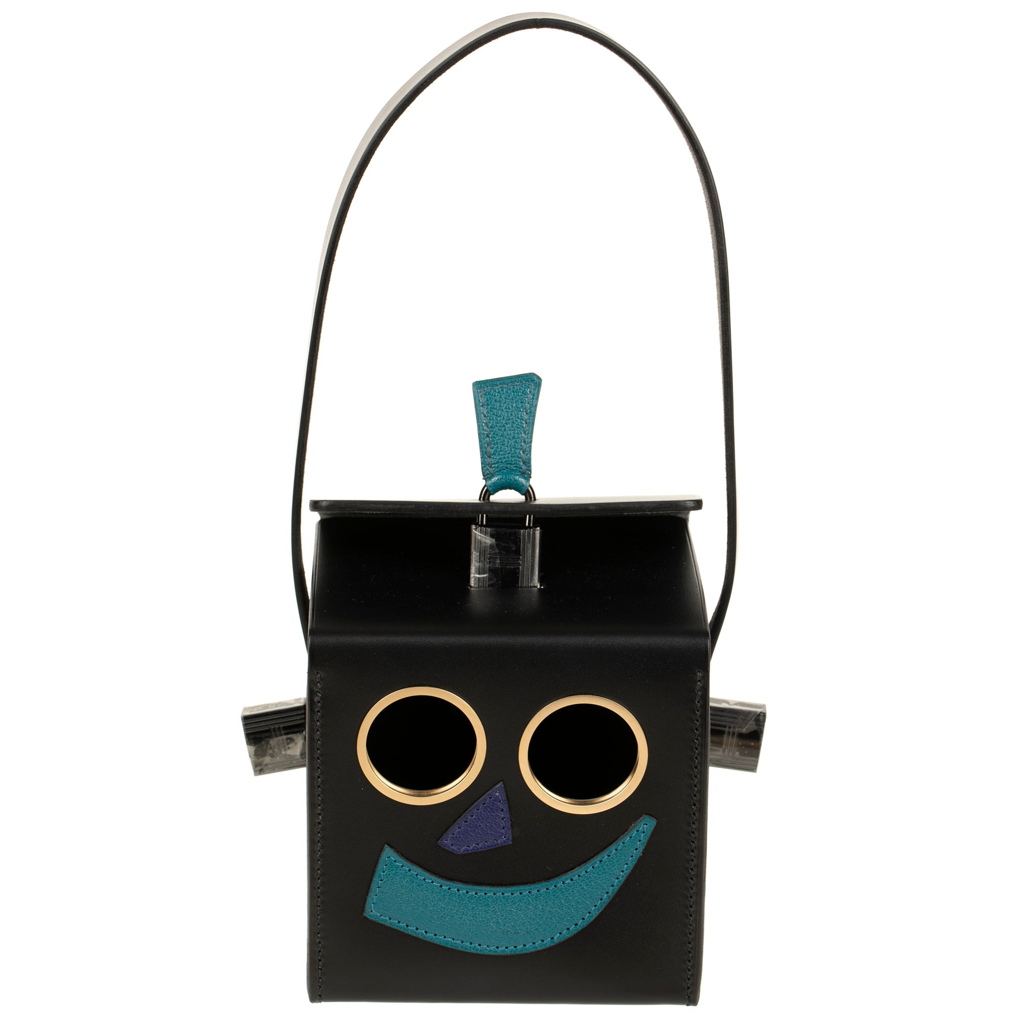 HERMES PETIT H LIMITED EDITION ROBOT HANDBAG BLACK, EMERALD, ELECTRIC BLUE & ENCRE SO BLACK HARDWARE - On Repeat