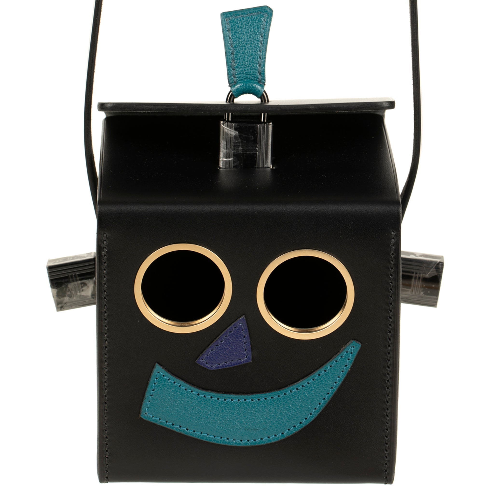 HERMES PETIT H LIMITED EDITION ROBOT HANDBAG BLACK, EMERALD, ELECTRIC BLUE & ENCRE SO BLACK HARDWARE - On Repeat