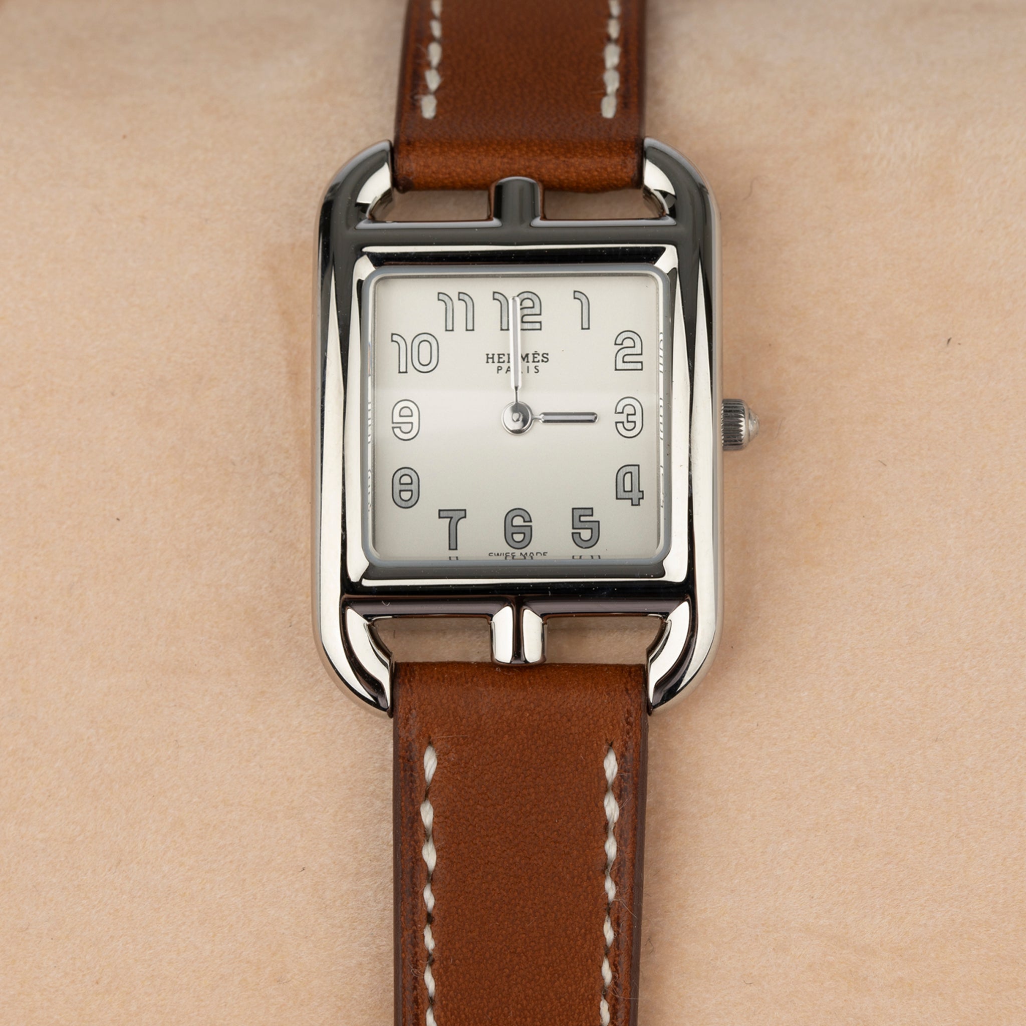 Hermes Cape Cod Watch Double Tour Fauve Barenia Palladium Hardware - On Repeat