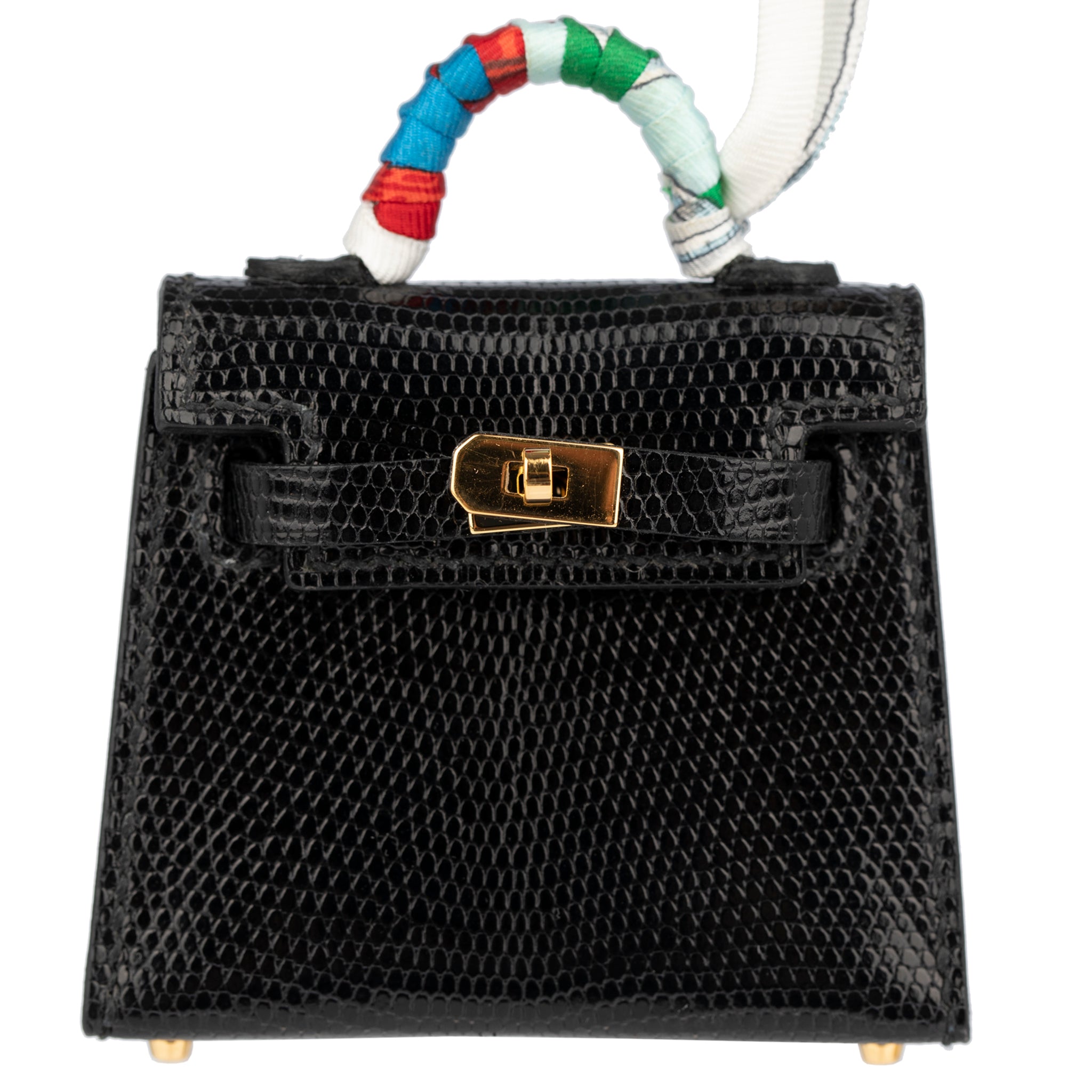 Hermes Micro Kelly Twilly Bag Charm Black Lizard Gold Hardware - On Repeat