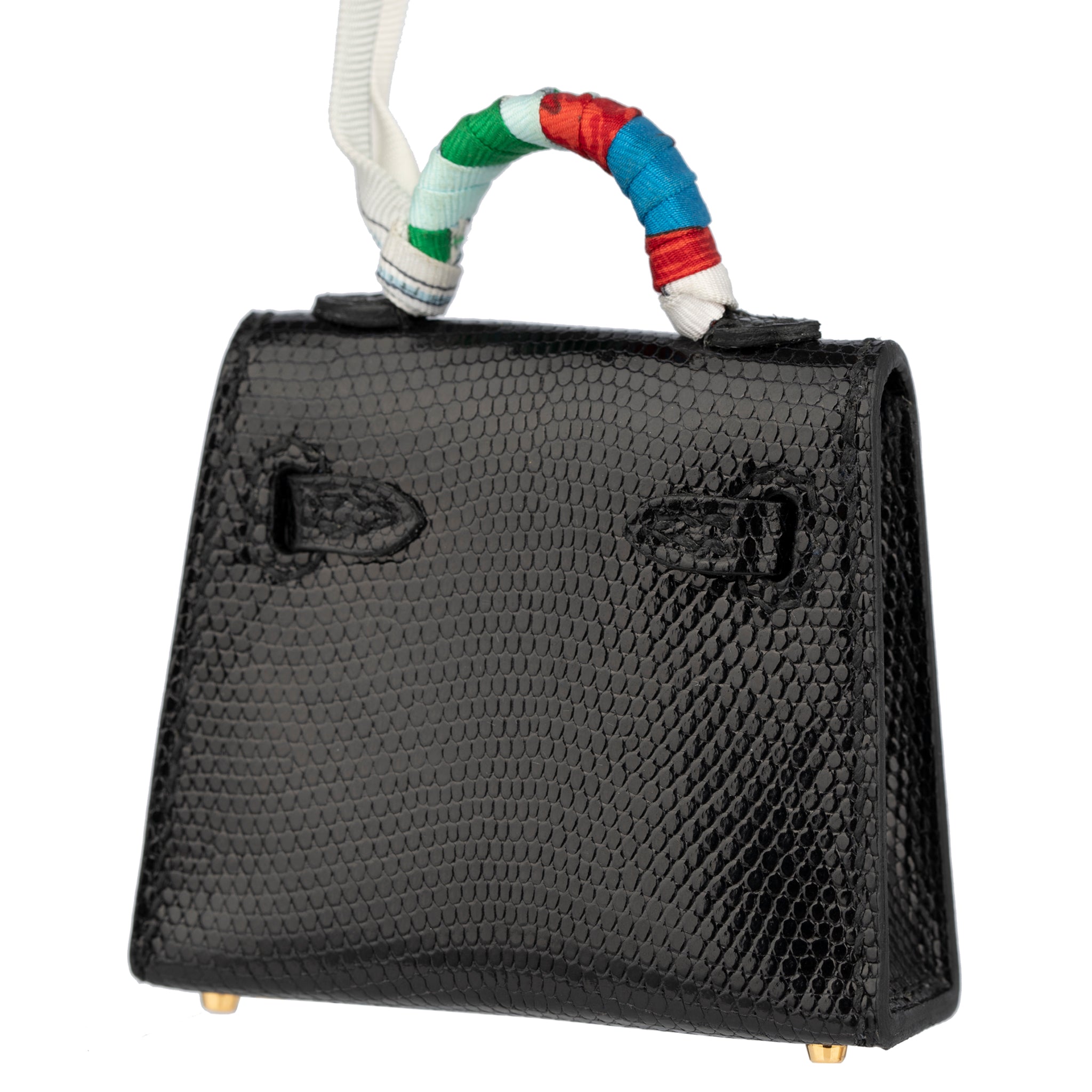 Hermes Micro Kelly Twilly Bag Charm Black Lizard Gold Hardware - On Repeat