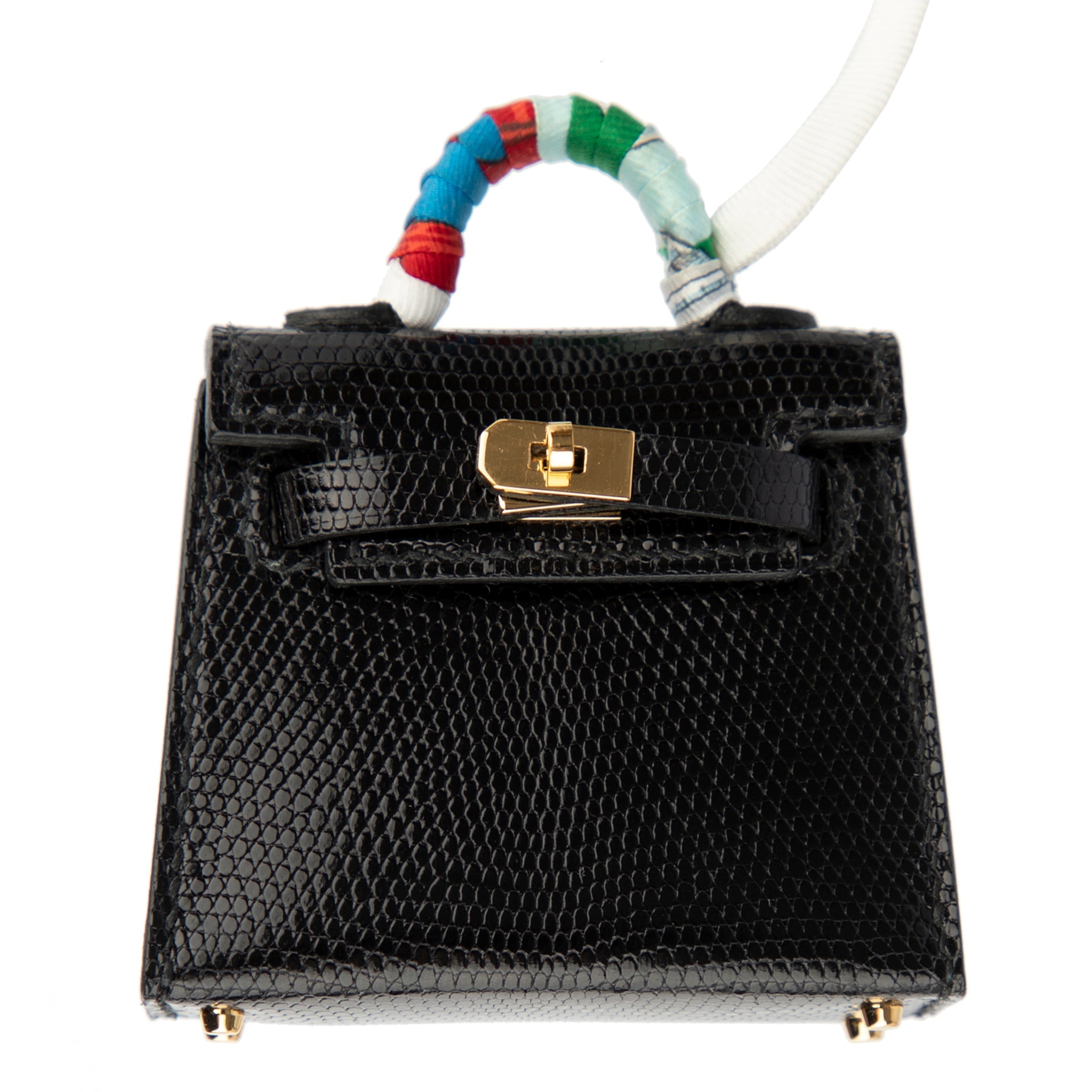 Hermes Micro Kelly Twilly Bag Charm Black Lizard Gold Hardware - On Repeat