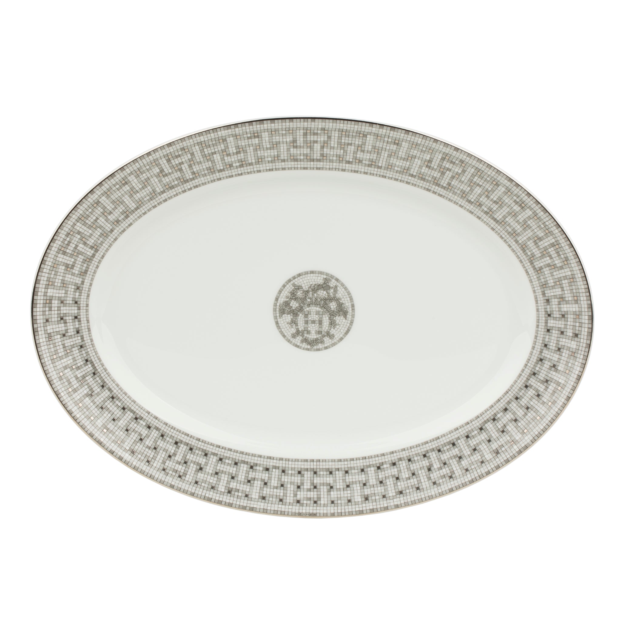Hermes Mosaique au 24 Platinum Large Oval Platter