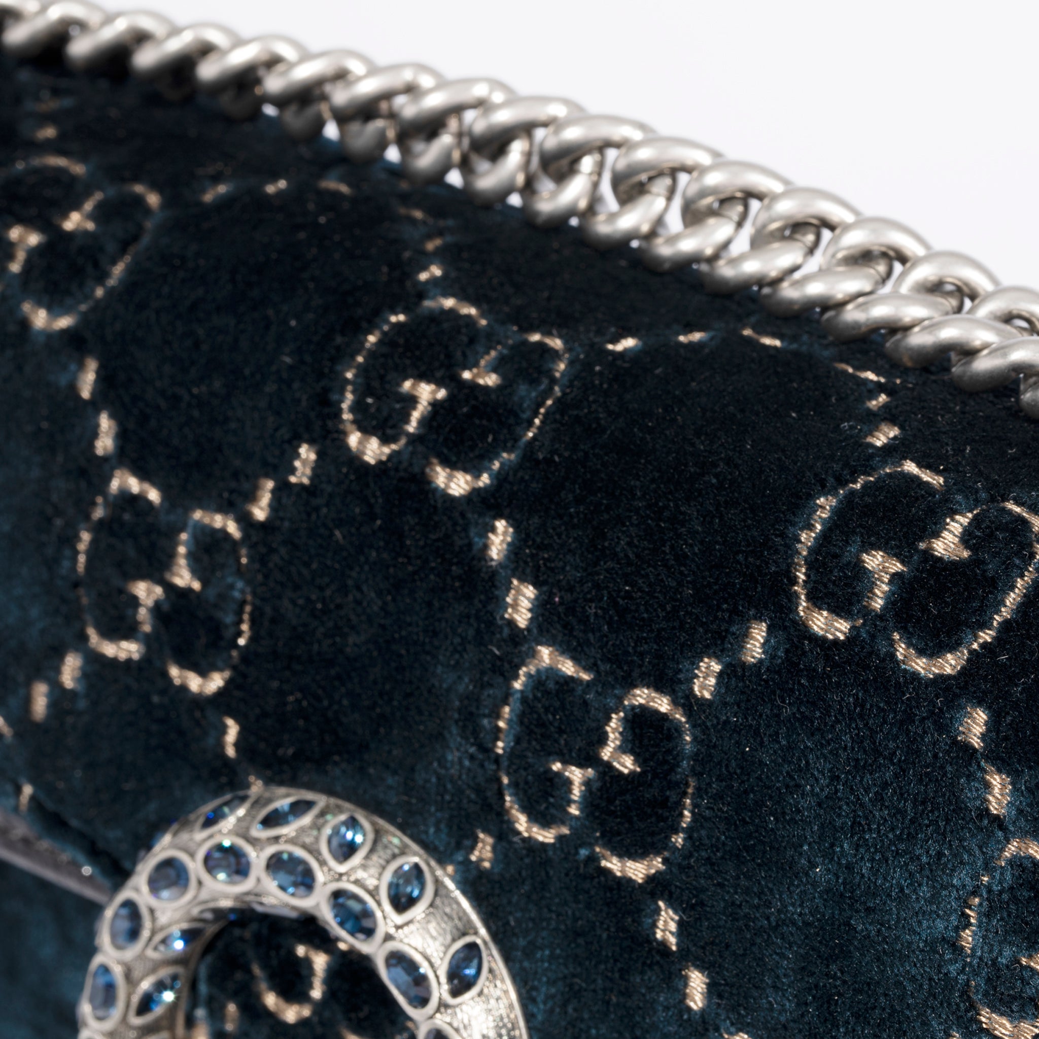 Gucci Dionysus GG Pattern Blue Velvet Shoulder Bag Small - On Repeat