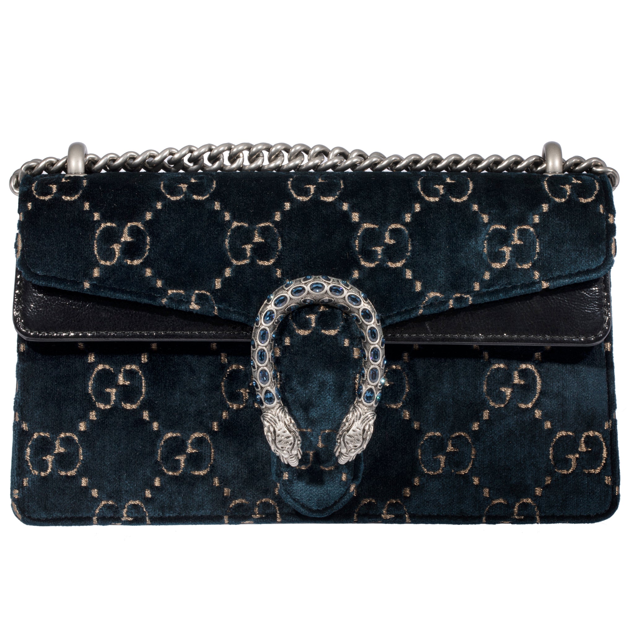 Gucci Dionysus GG Pattern Blue Velvet Shoulder Bag Small - On Repeat