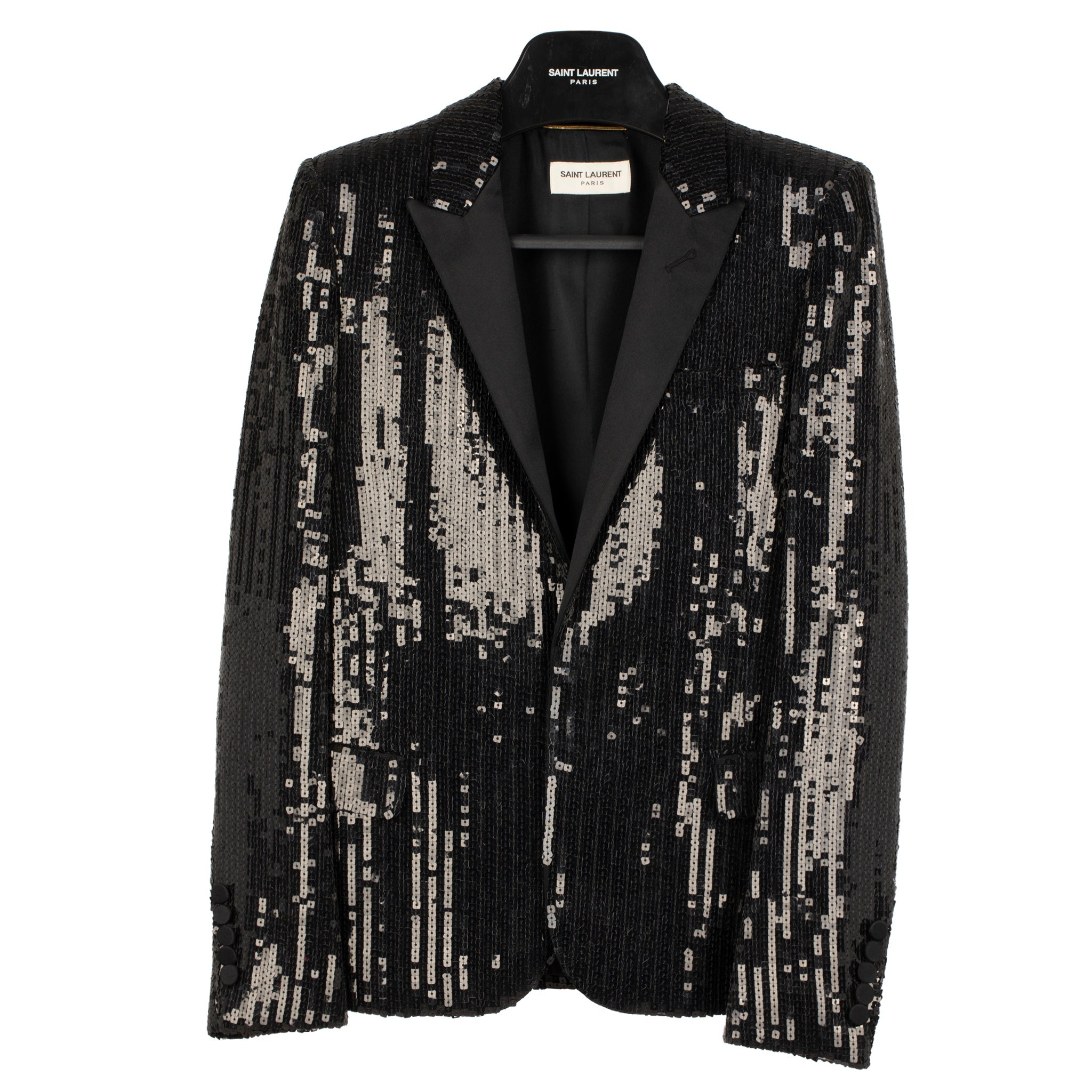 Yves Saint Laurent Evening Tuxedo Jacket Black Sequin 34 Fr - On Repeat