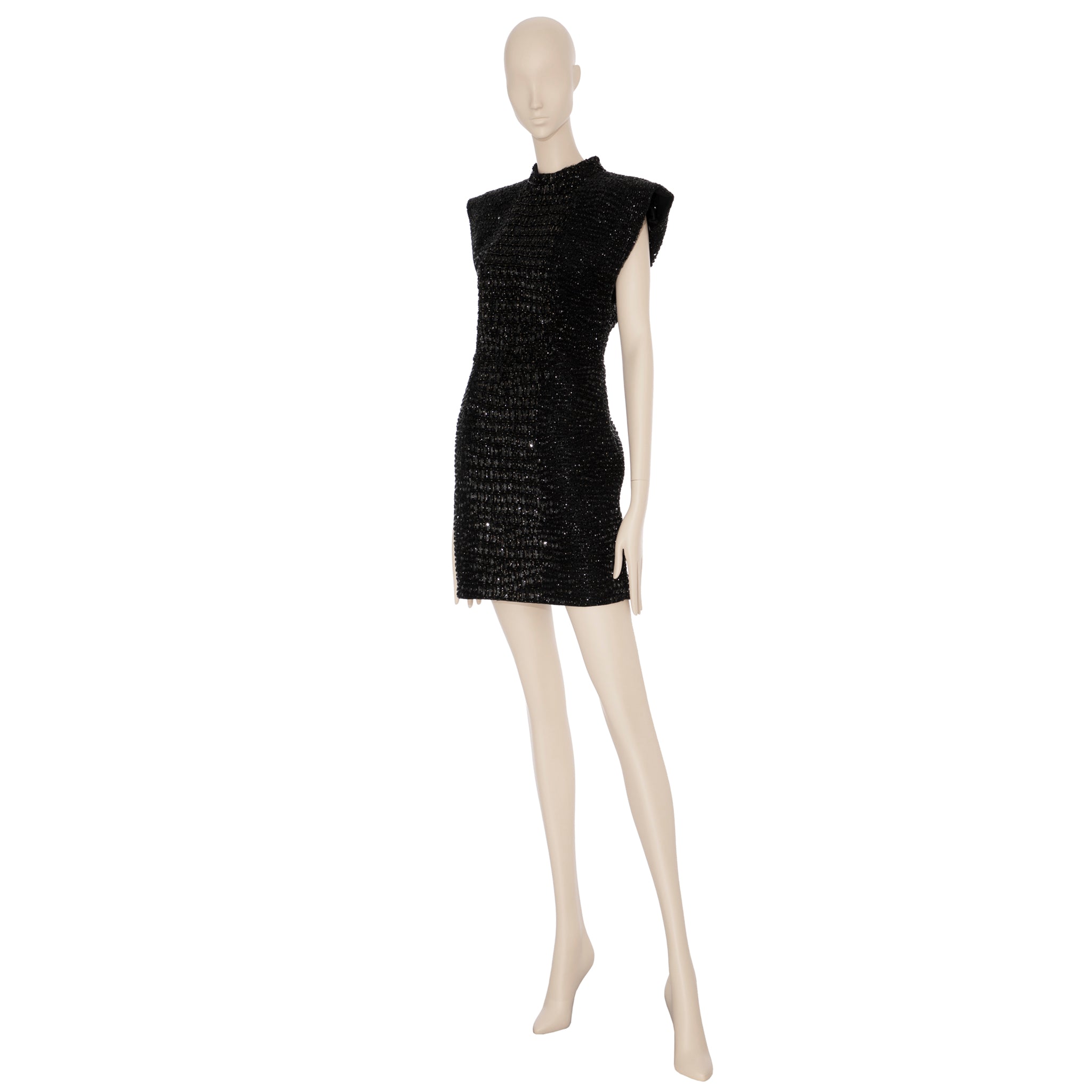 Yves Saint Laurent Couture Black Evening Dress With Crocodile Beading 36 Fr