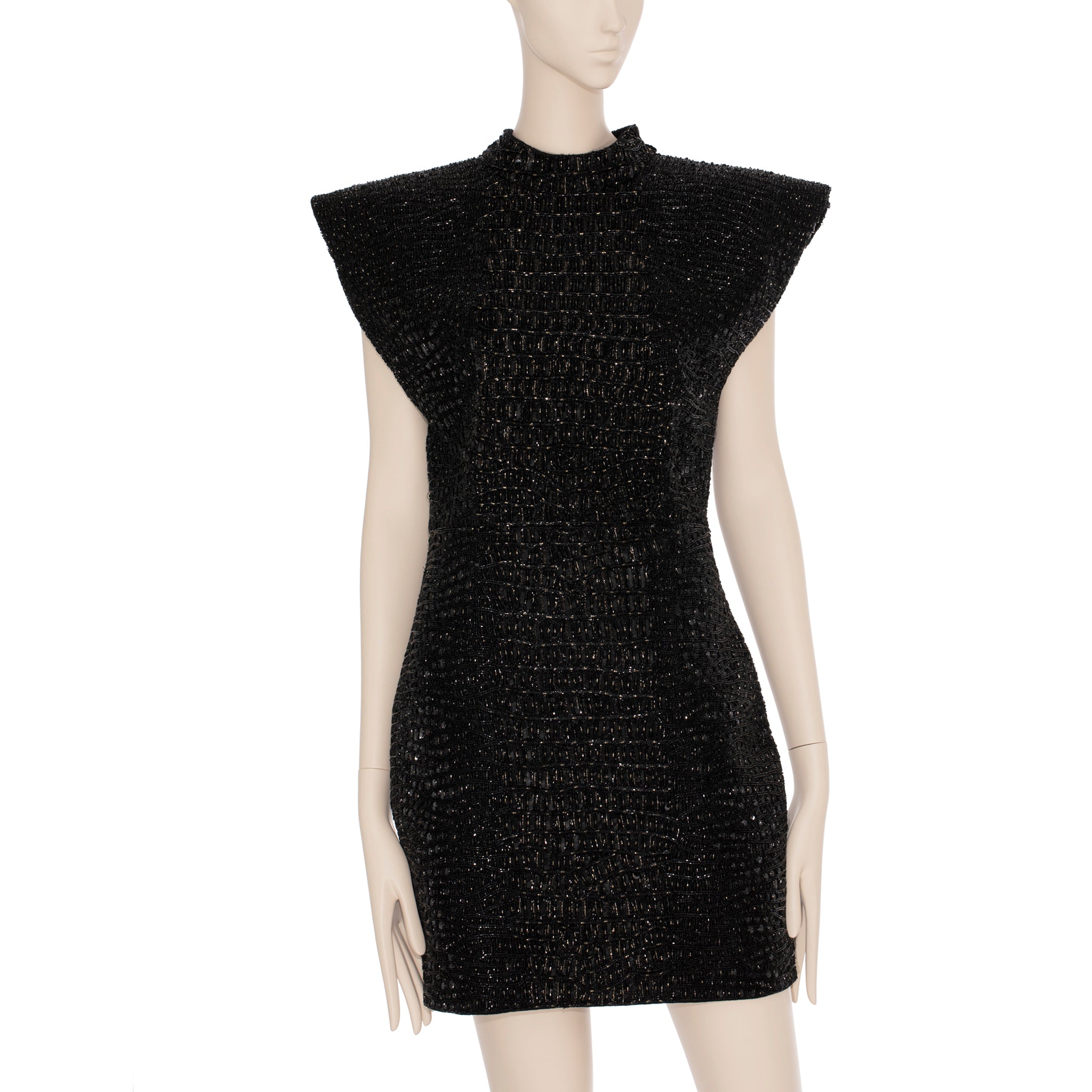 Yves Saint Laurent Couture Black Evening Dress With Crocodile Beading 36 Fr
