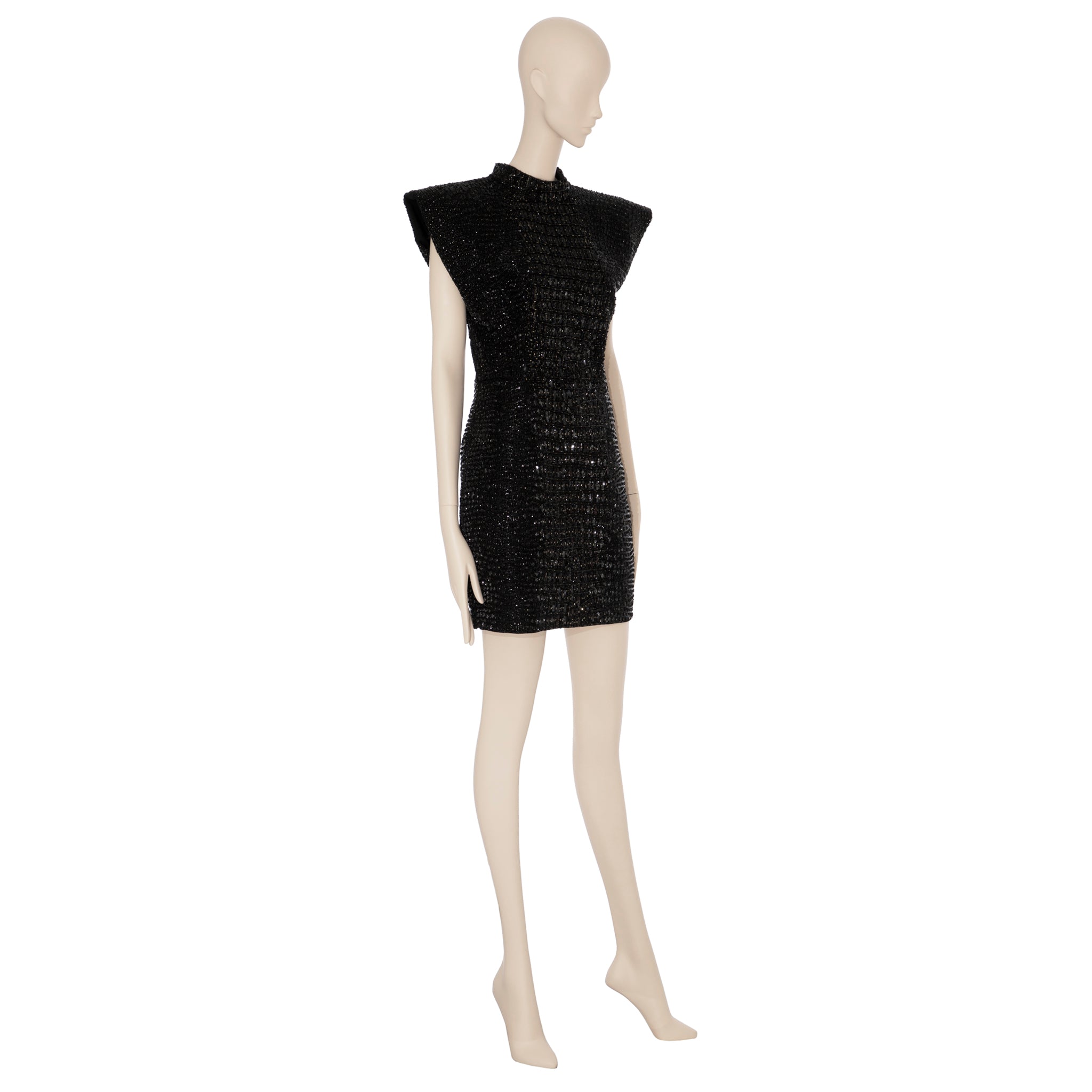 Yves Saint Laurent Couture Black Evening Dress With Crocodile Beading 36 Fr